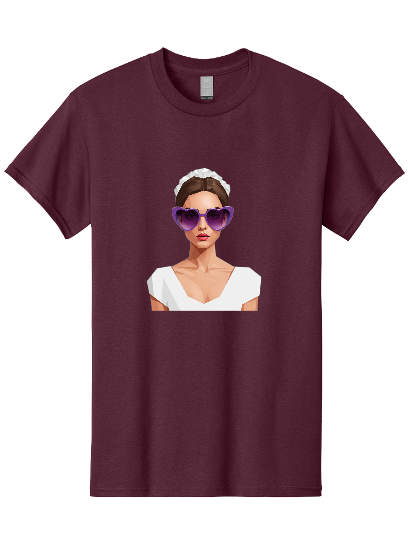 Woman-In-Sunglasses Men'S Graphic Tee, 100% Cotton, Comfortable Casual Summer Wear, Machine Washable, Fashionable Woman, Stylish Sunglasses, Elegant White Dress, Sophisticated Look, Trendy Accessories, Modern Fashion, Purple Shades, Bab592