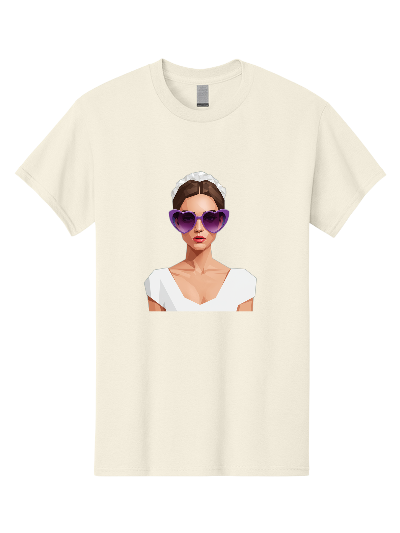 Woman-In-Sunglasses Men'S Graphic Tee, 100% Cotton, Comfortable Casual Summer Wear, Machine Washable, Fashionable Woman, Stylish Sunglasses, Elegant White Dress, Sophisticated Look, Trendy Accessories, Modern Fashion, Purple Shades, Bab592