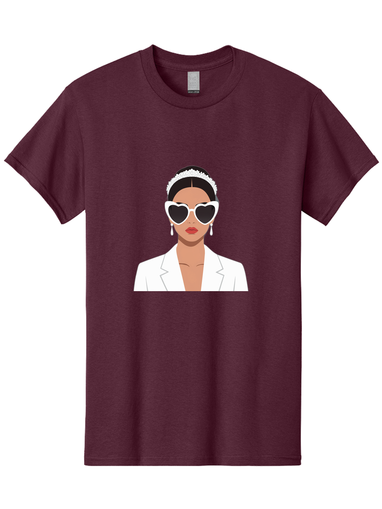 Woman-In-White Men'S Graphic Tee, 100% Cotton, Comfortable Casual Summer Wear, Machine Washable, Fashionable Woman, Heart-Shaped Sunglasses, White Blazer, Elegant Jewelry, Stylish Accessory, Trendy Outfit, Glamorous, Sophisticated Style, Bab593