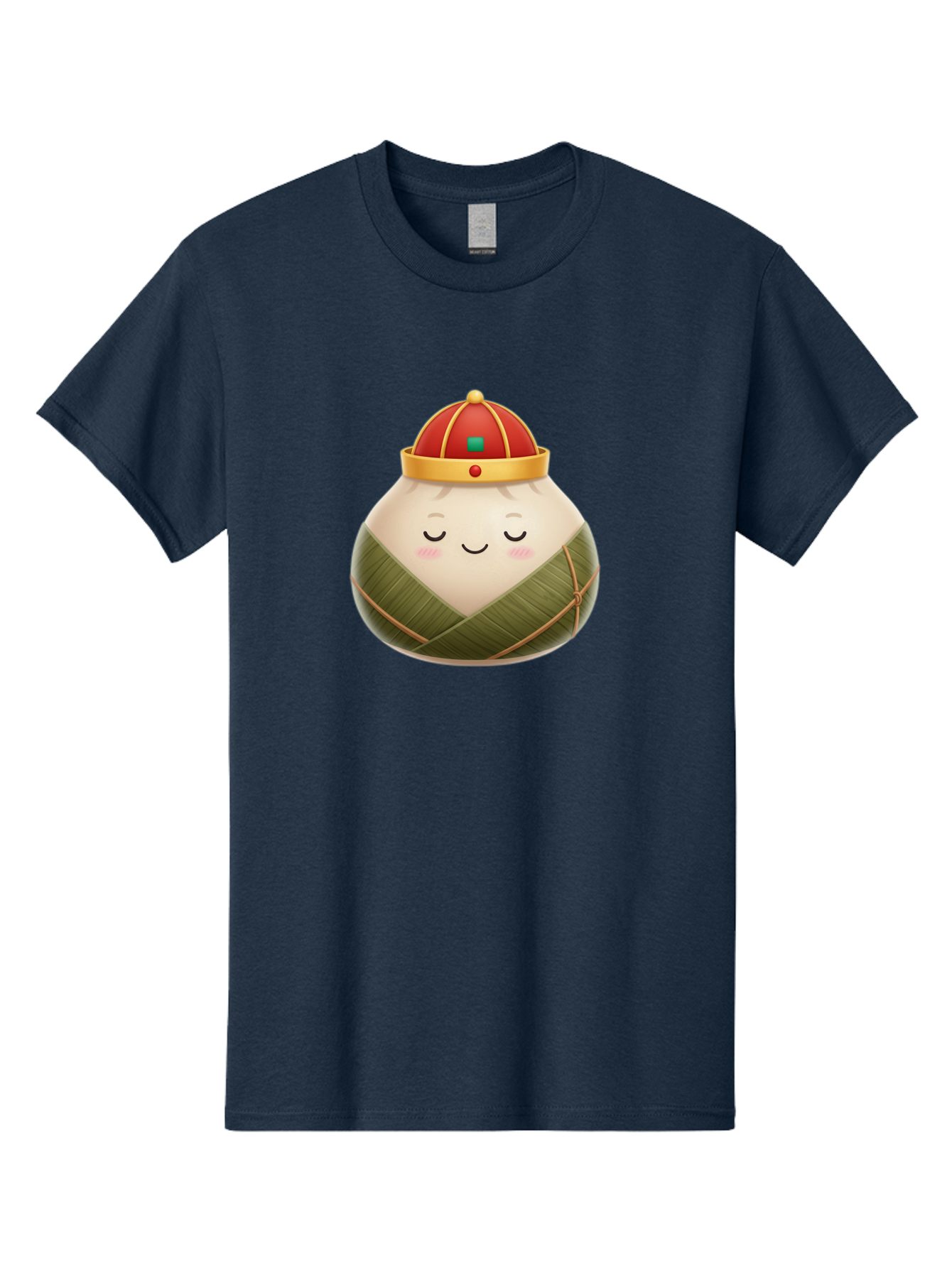 Zongzi-Dumpling-1 Men'S Graphic Tee, 100% Cotton, Comfortable Casual Summer Wear, Machine Washable, Traditional Chinese Food, Rice Dumpling, Wrapped In Bamboo Leaves, Festive Food, Cartoon Character, Smiling Face, Sleeping Expression, Bab607