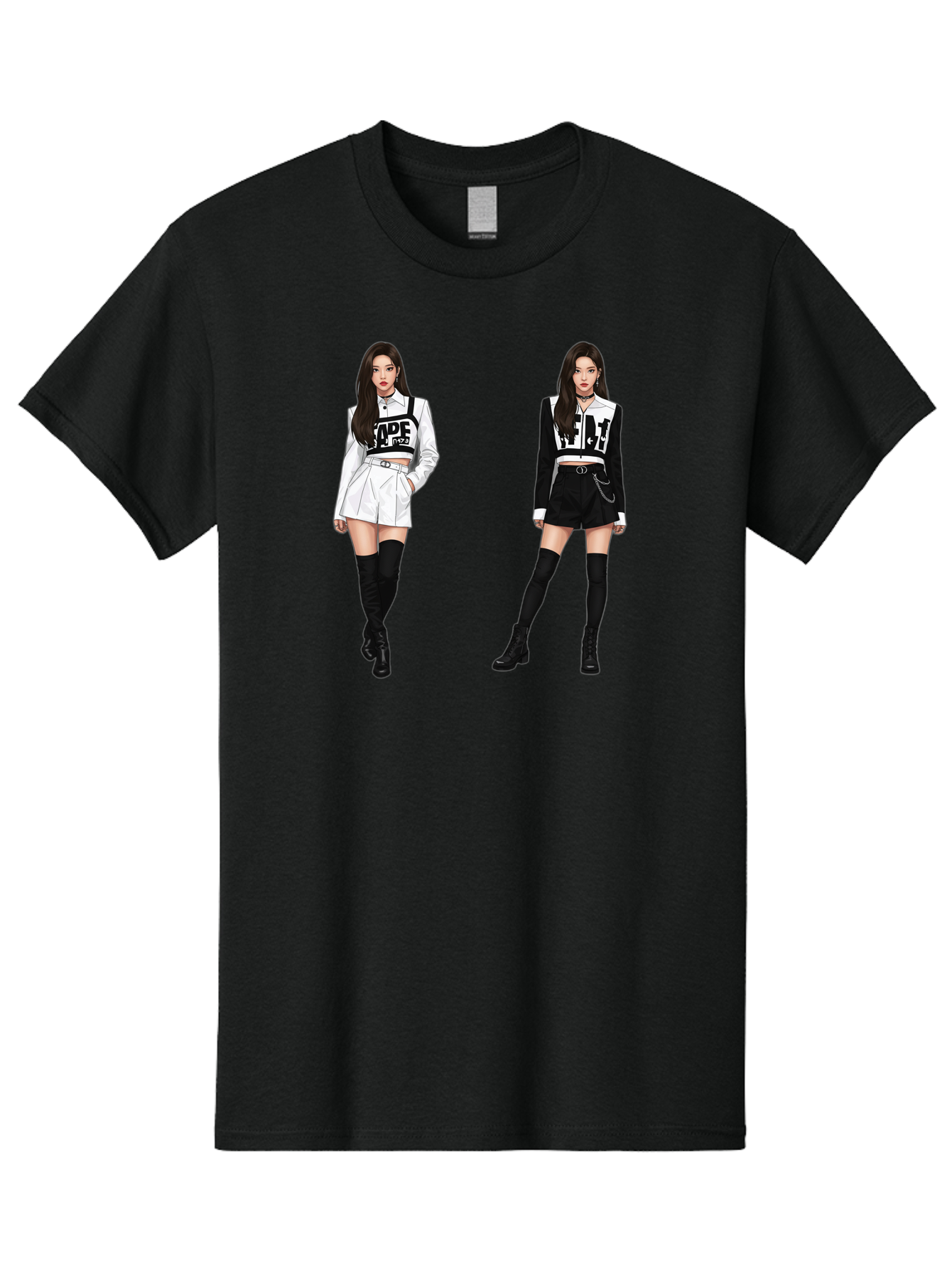 Aape-By-Baperama Men'S Graphic Tee, 100% Cotton, Comfortable Casual Summer Wear, Machine Washable, Fashion Illustration, Aape Clothing, Streetwear Style, Edgy Look, Bold Graphics, Monochrome Aesthetic, High-Contrast Visuals, Long Boots Bab616