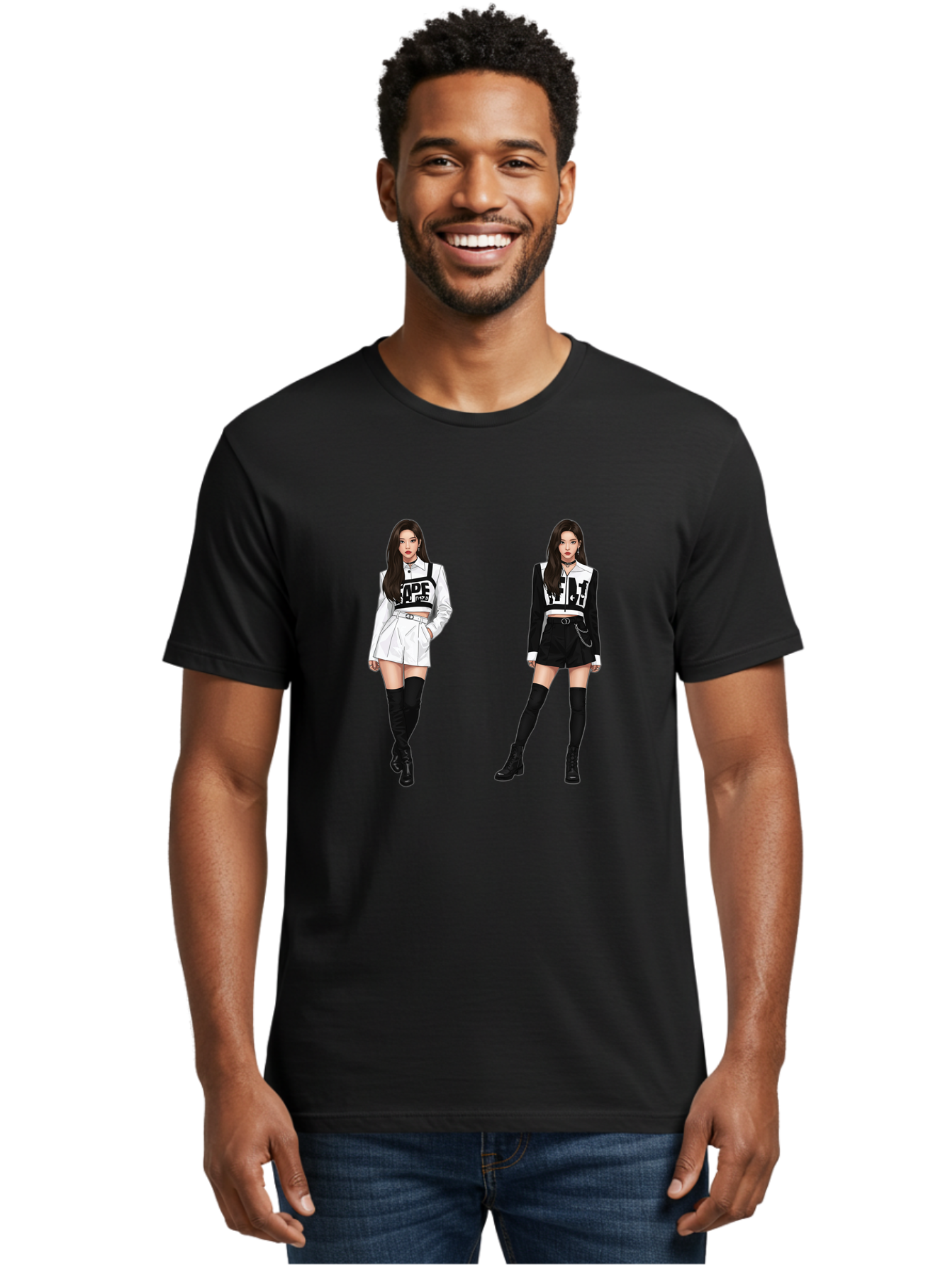 Aape-By-Baperama Men'S Graphic Tee, 100% Cotton, Comfortable Casual Summer Wear, Machine Washable, Fashion Illustration, Aape Clothing, Streetwear Style, Edgy Look, Bold Graphics, Monochrome Aesthetic, High-Contrast Visuals, Long Boots Bab616