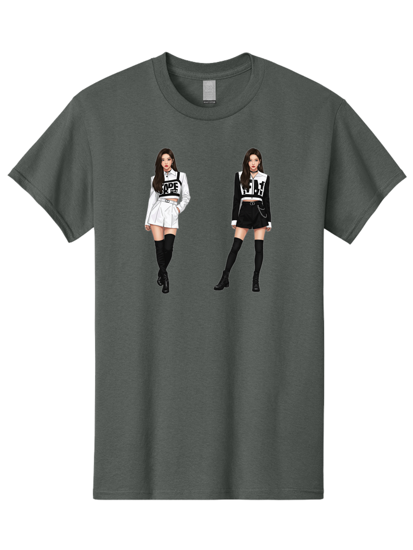 Aape-By-Baperama Men'S Graphic Tee, 100% Cotton, Comfortable Casual Summer Wear, Machine Washable, Fashion Illustration, Aape Clothing, Streetwear Style, Edgy Look, Bold Graphics, Monochrome Aesthetic, High-Contrast Visuals, Long Boots Bab616