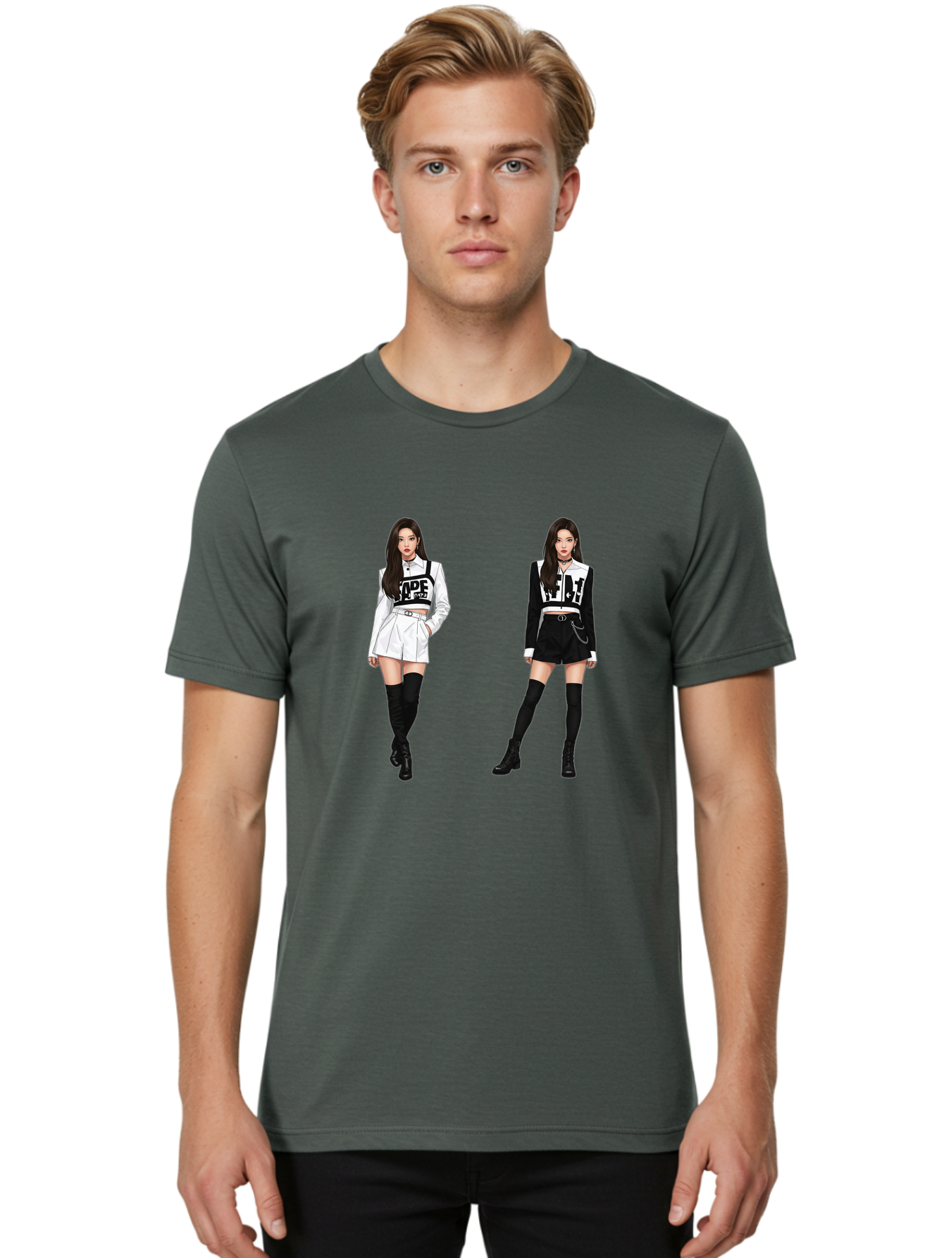 Aape-By-Baperama Men'S Graphic Tee, 100% Cotton, Comfortable Casual Summer Wear, Machine Washable, Fashion Illustration, Aape Clothing, Streetwear Style, Edgy Look, Bold Graphics, Monochrome Aesthetic, High-Contrast Visuals, Long Boots Bab616