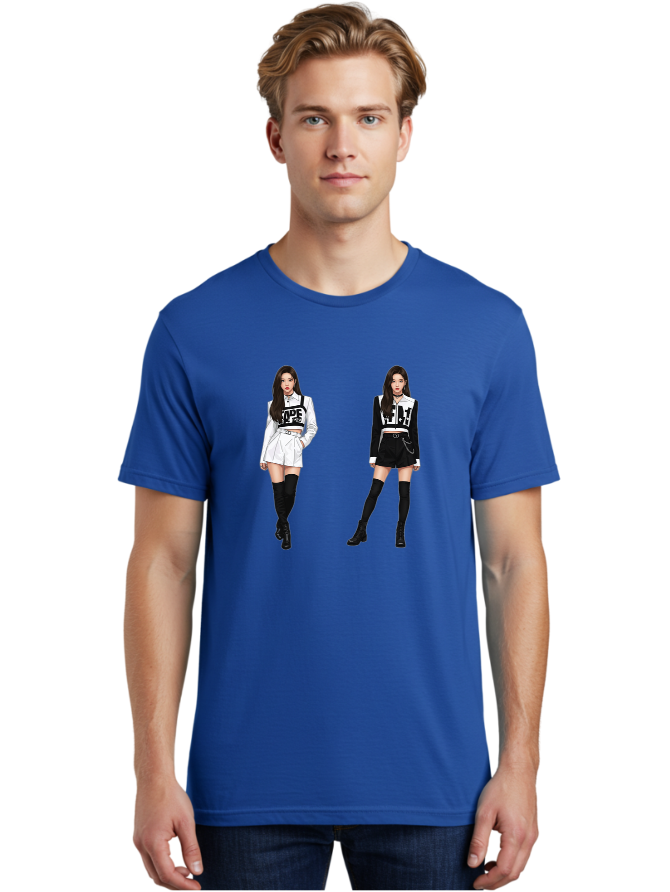 Aape-By-Baperama Men'S Graphic Tee, 100% Cotton, Comfortable Casual Summer Wear, Machine Washable, Fashion Illustration, Aape Clothing, Streetwear Style, Edgy Look, Bold Graphics, Monochrome Aesthetic, High-Contrast Visuals, Long Boots Bab616