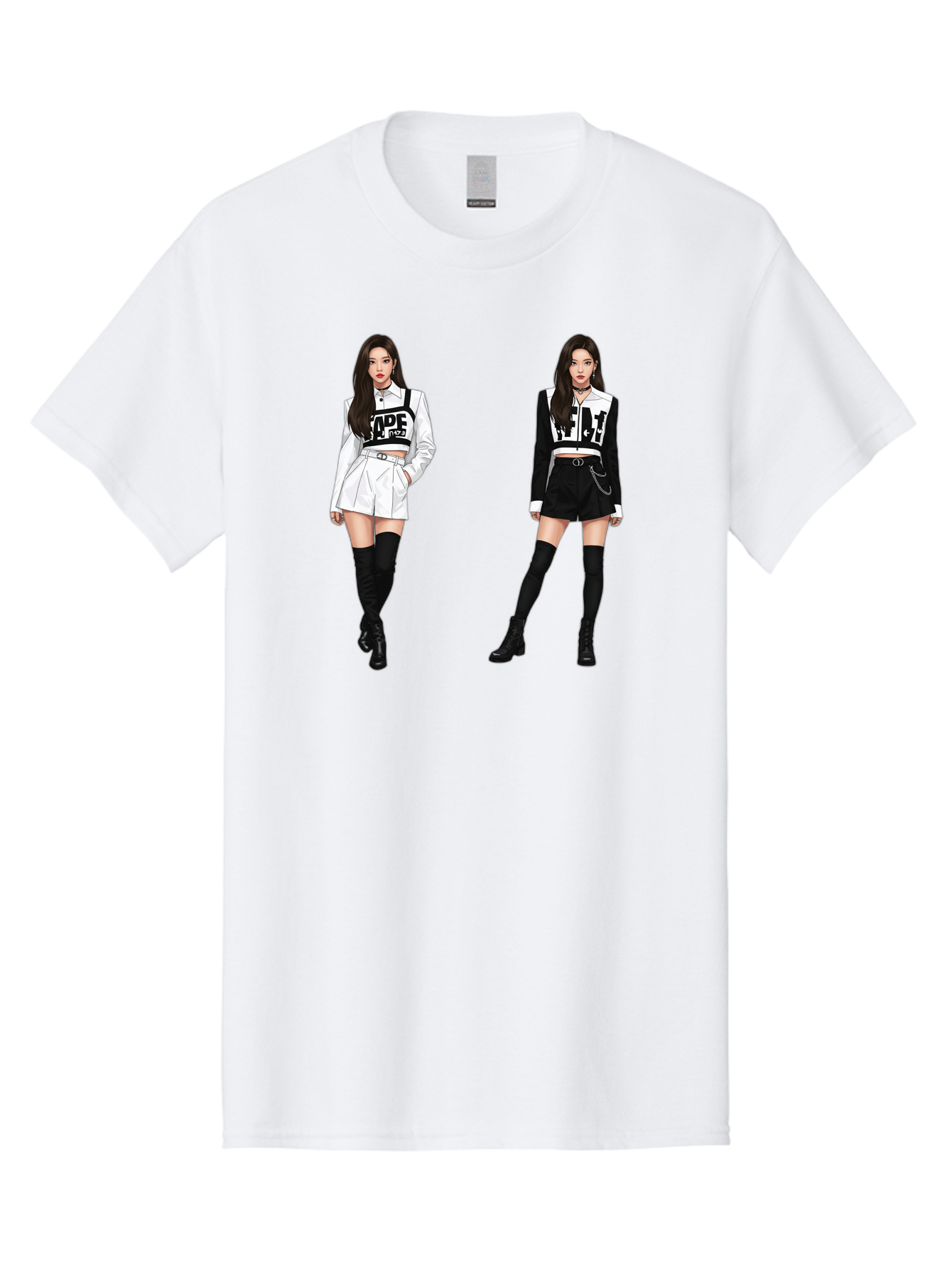 Aape-By-Baperama Men'S Graphic Tee, 100% Cotton, Comfortable Casual Summer Wear, Machine Washable, Fashion Illustration, Aape Clothing, Streetwear Style, Edgy Look, Bold Graphics, Monochrome Aesthetic, High-Contrast Visuals, Long Boots Bab616