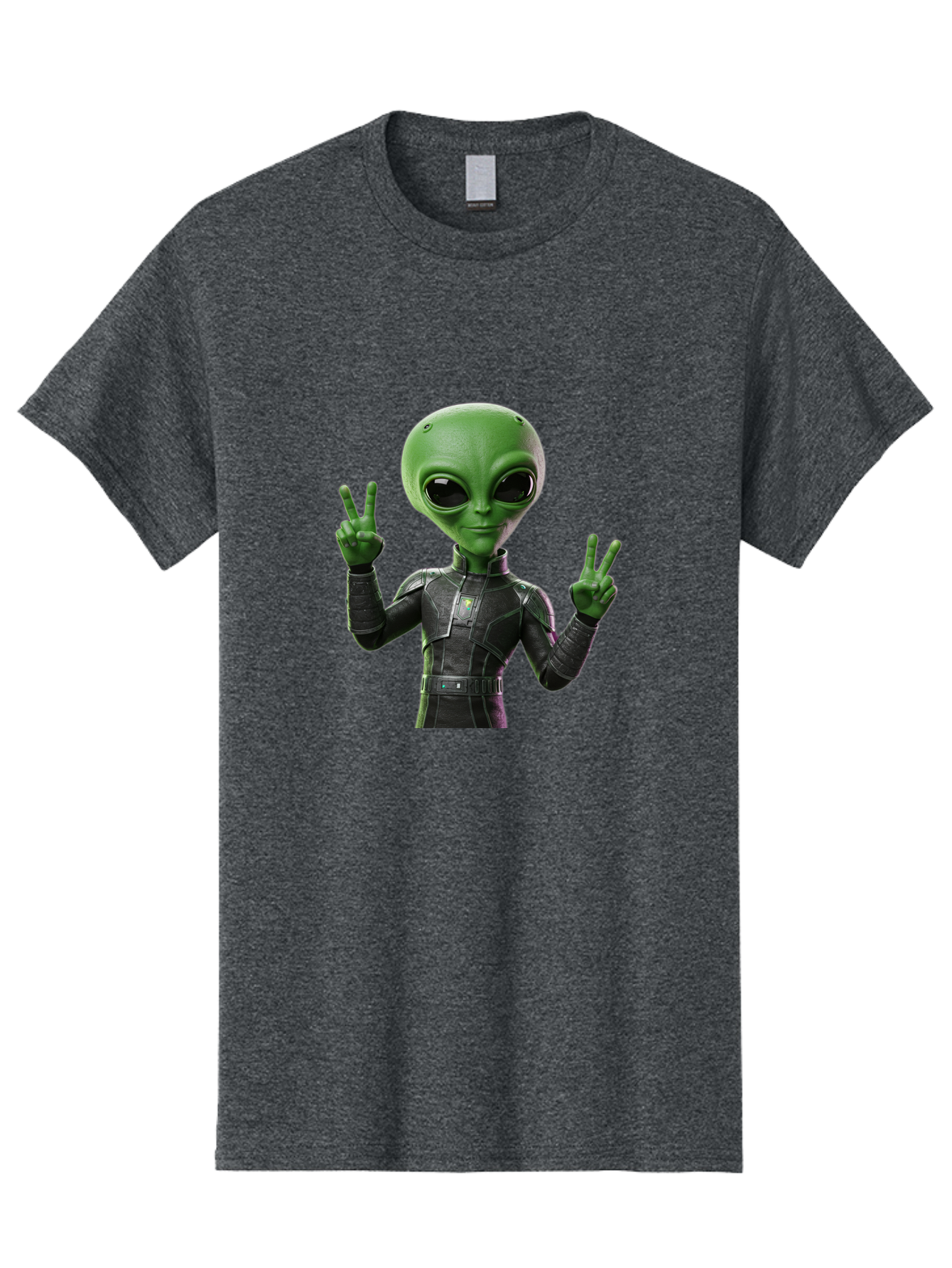 Alien-Peace-Sign-1 Men'S Graphic Tee, 100% Cotton, Comfortable Casual Summer Wear, Machine Washable, Alien Character, Peace Sign Gesture, Extraterrestrial Being, Futuristic Attire, Sci-Fi Design, Friendly Demeanor, Funny Face, V Sign, Bab630