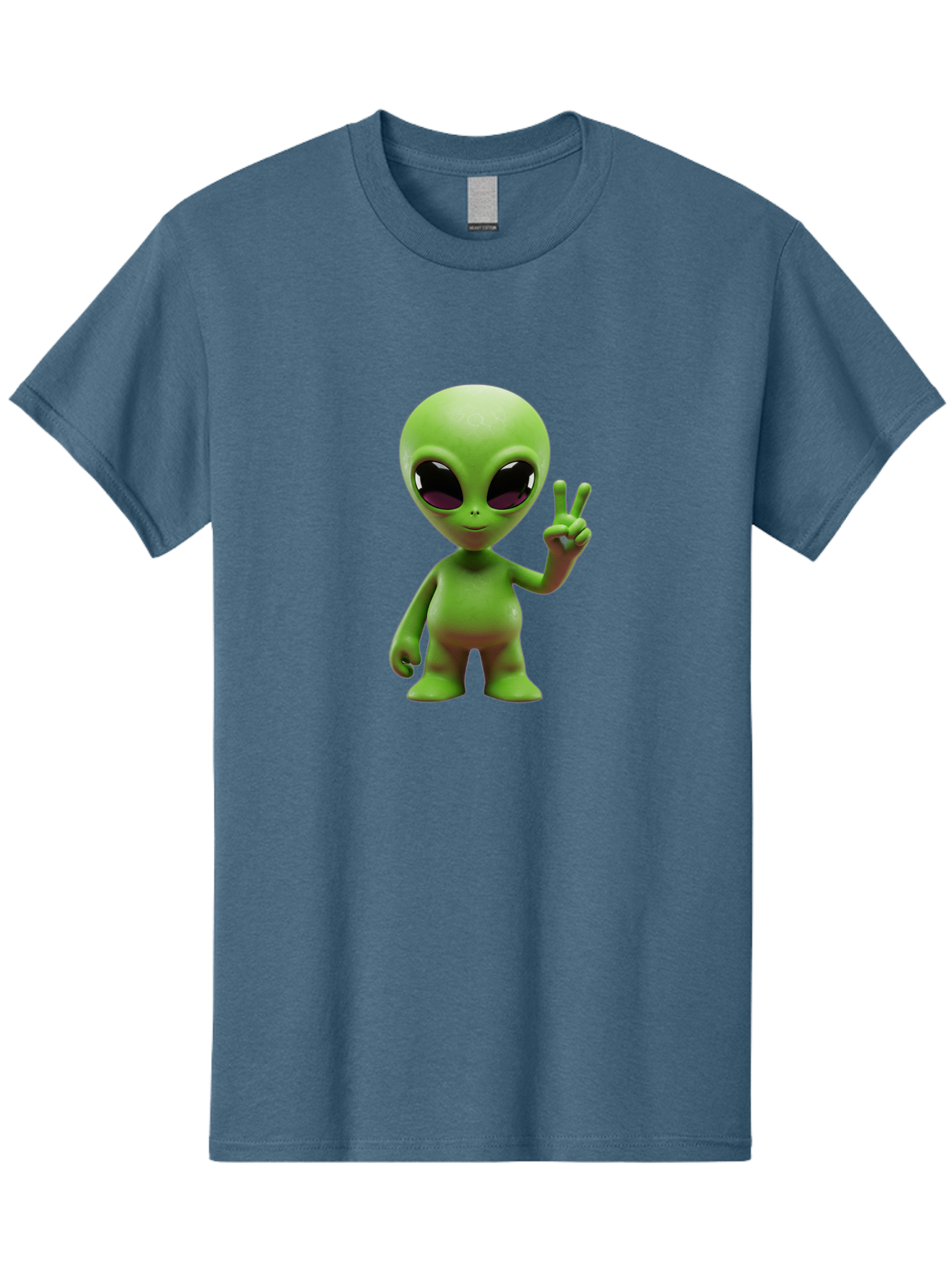 Alien-Peace-Sign-2 Men'S Graphic Tee, 100% Cotton, Comfortable Casual Summer Wear, Machine Washable, Alien Figure, Peace Sign, Friendly Gesture, Cartoon Character, E.T., Extraterrestrial Being, Fun, Quirky, Playful, 3D Rendering, Bab631