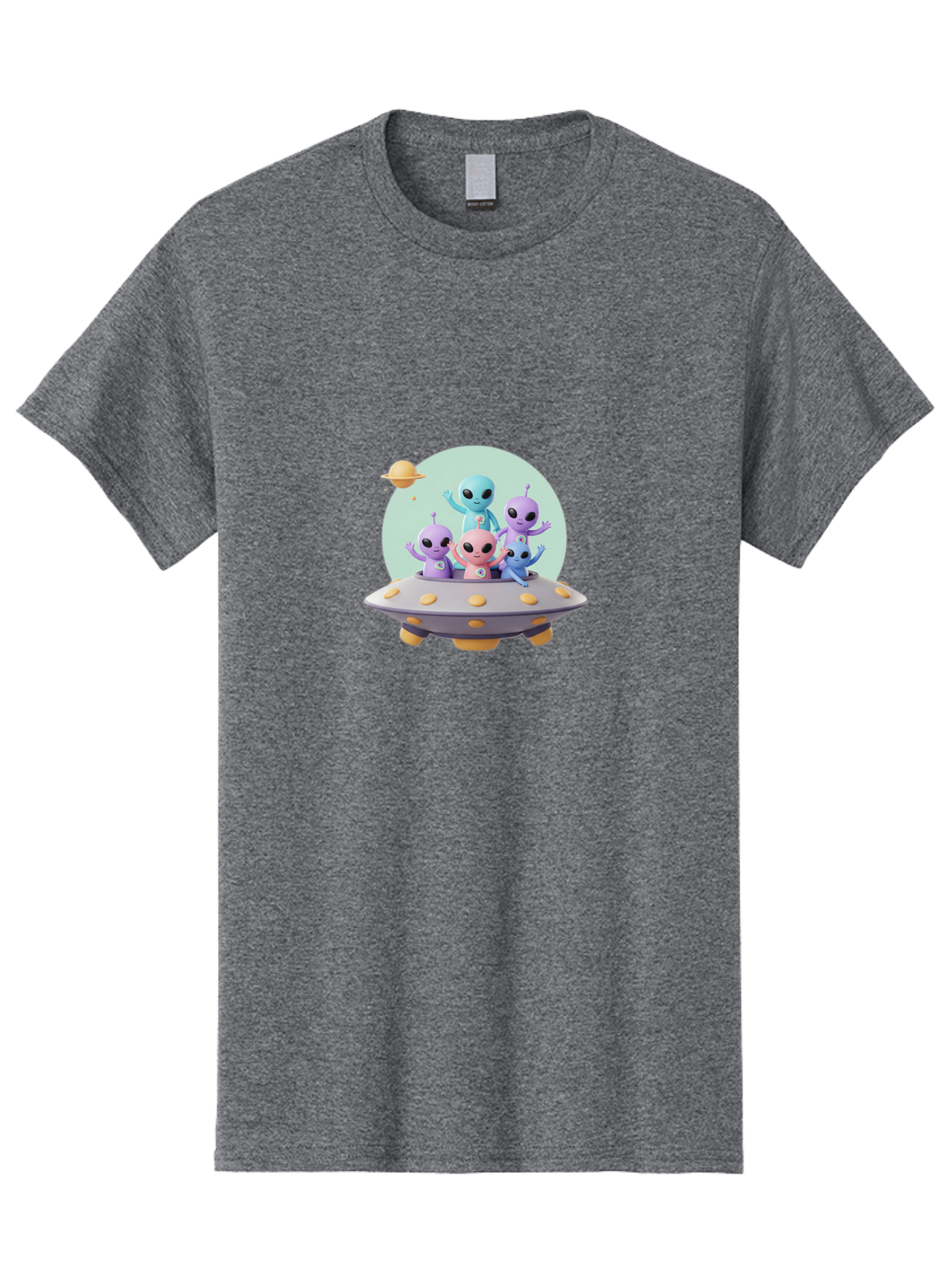 Aliens-In-Ufo Men'S Graphic Tee, 100% Cotton, Comfortable Casual Summer Wear, Machine Washable, Aliens In Ufo, Cartoon Characters, Science Fiction, Extraterrestrial Life, Ufo Sighting, Alien Invasion, Space Travel, Fantastical Creatures, Bab637