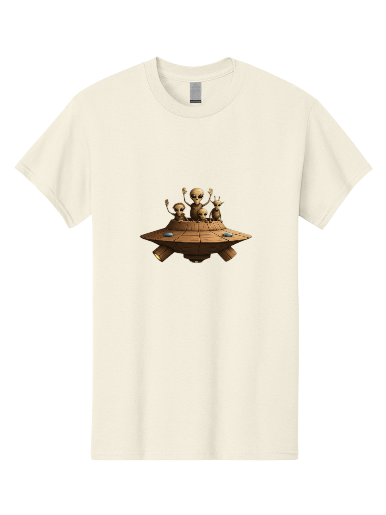 Aliens-On-Ufo-2 Men'S Graphic Tee, 100% Cotton, Comfortable Casual Summer Wear, Machine Washable, Aliens On Spaceship, Ufo Sighting, Extraterrestrial Life, Alien Family, Flying Saucer, Cartoon Style, Humorous Alien Encounter, Sci-Fi Humor, Bab640