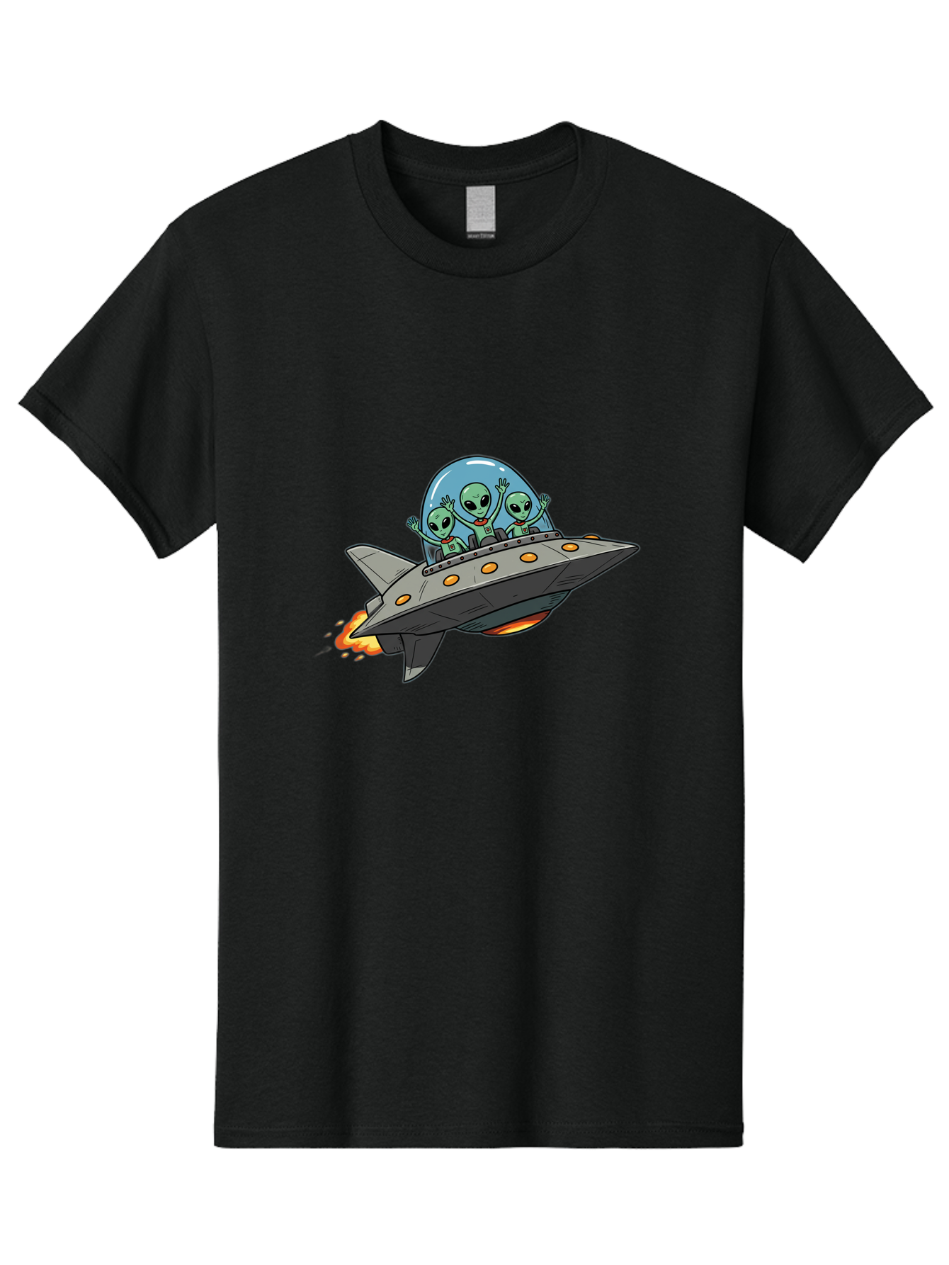 Aliens-On-Ufo-3 Men'S Graphic Tee, 100% Cotton, Comfortable Casual Summer Wear, Machine Washable, Cartoon Aliens, Grey Spaceship, Extraterrestrial Travel, Alien Adventure, Sci-Fi, Futuristic, Space Exploration, Friendly Aliens, Bab641