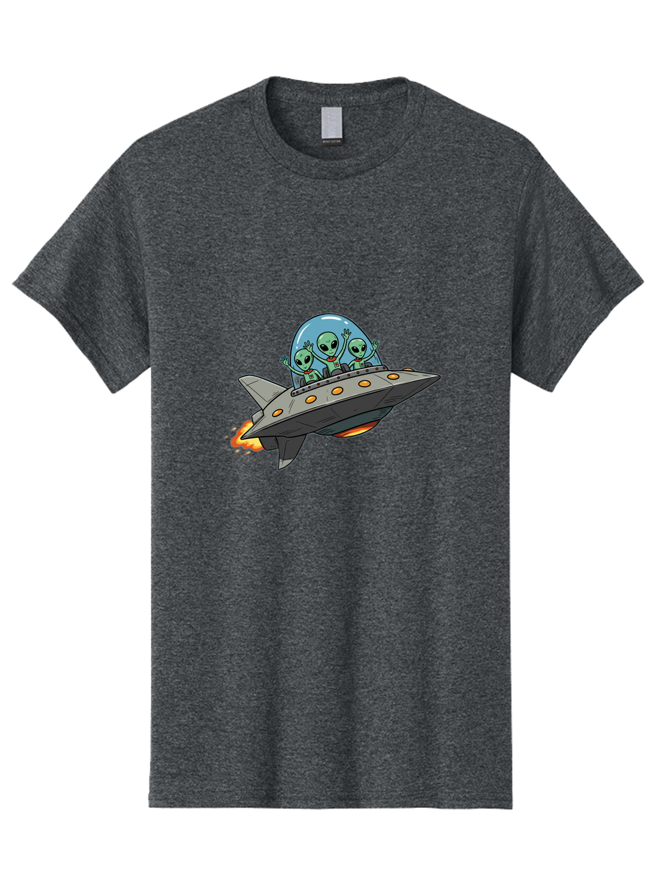 Aliens-On-Ufo-3 Men'S Graphic Tee, 100% Cotton, Comfortable Casual Summer Wear, Machine Washable, Cartoon Aliens, Grey Spaceship, Extraterrestrial Travel, Alien Adventure, Sci-Fi, Futuristic, Space Exploration, Friendly Aliens, Bab641