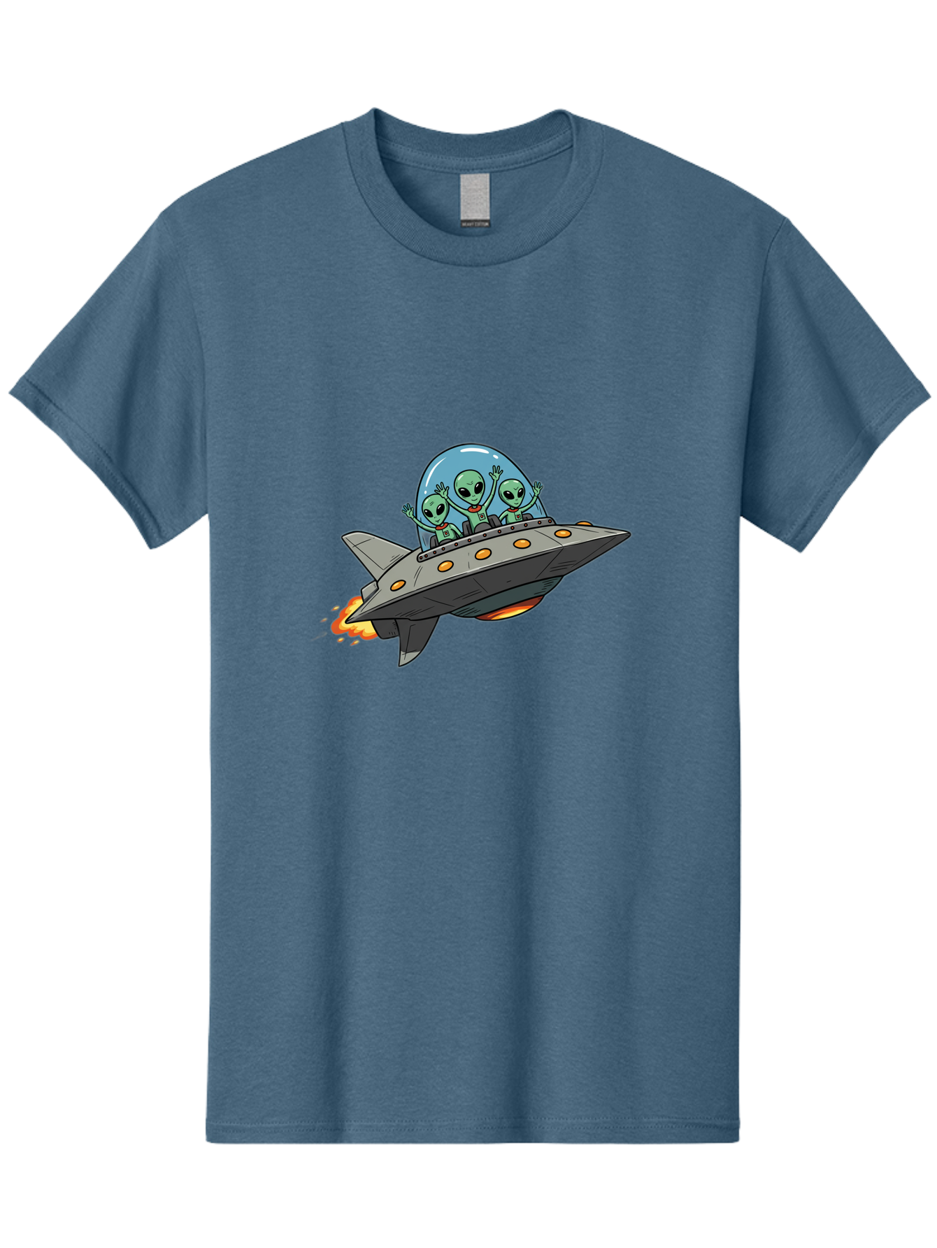 Aliens-On-Ufo-3 Men'S Graphic Tee, 100% Cotton, Comfortable Casual Summer Wear, Machine Washable, Cartoon Aliens, Grey Spaceship, Extraterrestrial Travel, Alien Adventure, Sci-Fi, Futuristic, Space Exploration, Friendly Aliens, Bab641