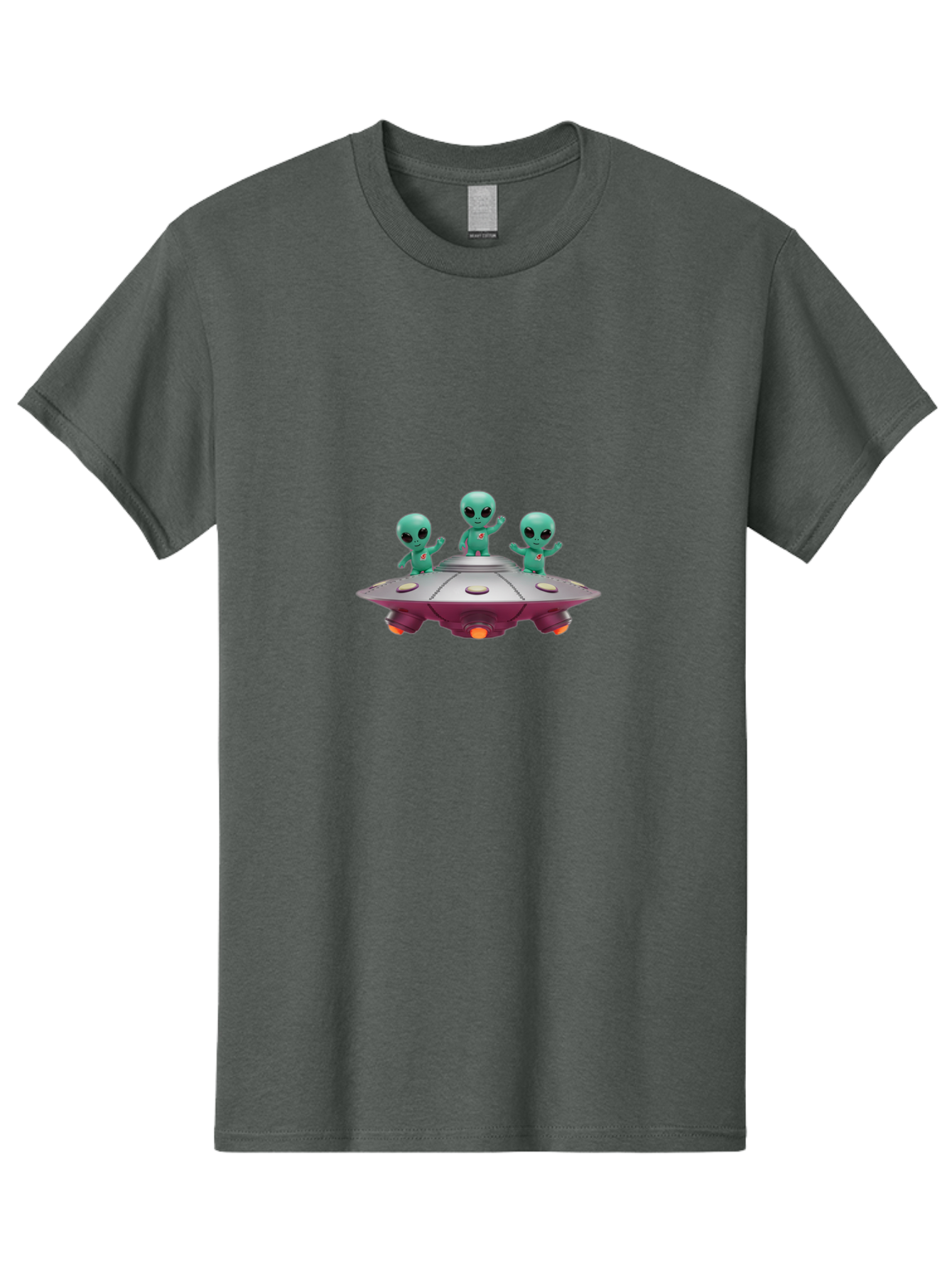 Aliens-On-Ufo Men'S Graphic Tee, 100% Cotton, Comfortable Casual Summer Wear, Machine Washable, Cartoon Aliens, Ufo Spaceship, Extraterrestrial Life, Science Fiction, Friendly Aliens, Outer Space, Futuristic Design, Glowing Lights, Bab642