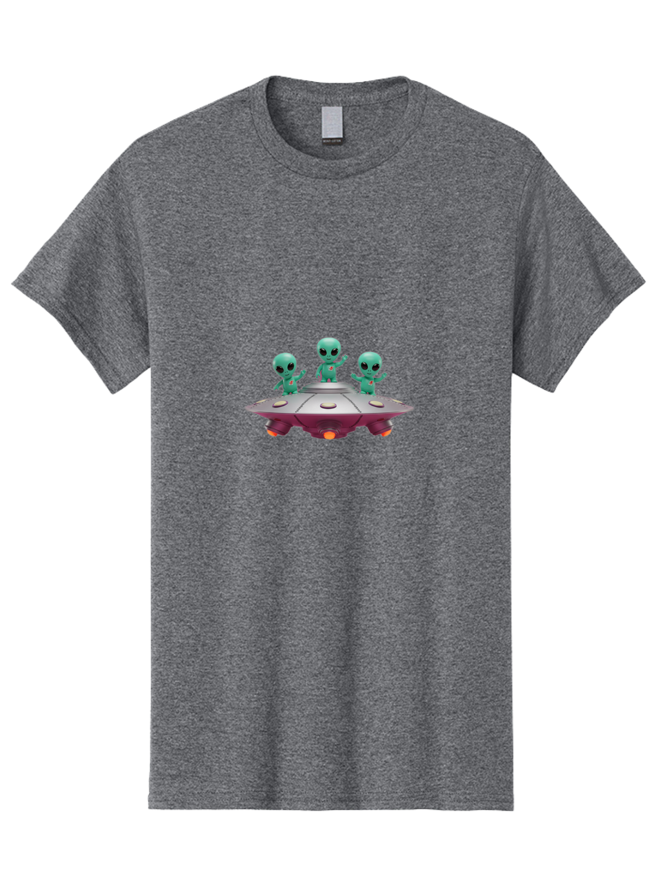 Aliens-On-Ufo Men'S Graphic Tee, 100% Cotton, Comfortable Casual Summer Wear, Machine Washable, Cartoon Aliens, Ufo Spaceship, Extraterrestrial Life, Science Fiction, Friendly Aliens, Outer Space, Futuristic Design, Glowing Lights, Bab642