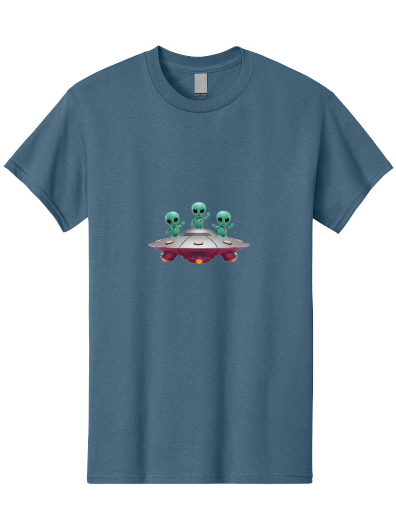Aliens-On-Ufo Men'S Graphic Tee, 100% Cotton, Comfortable Casual Summer Wear, Machine Washable, Cartoon Aliens, Ufo Spaceship, Extraterrestrial Life, Science Fiction, Friendly Aliens, Outer Space, Futuristic Design, Glowing Lights, Bab642