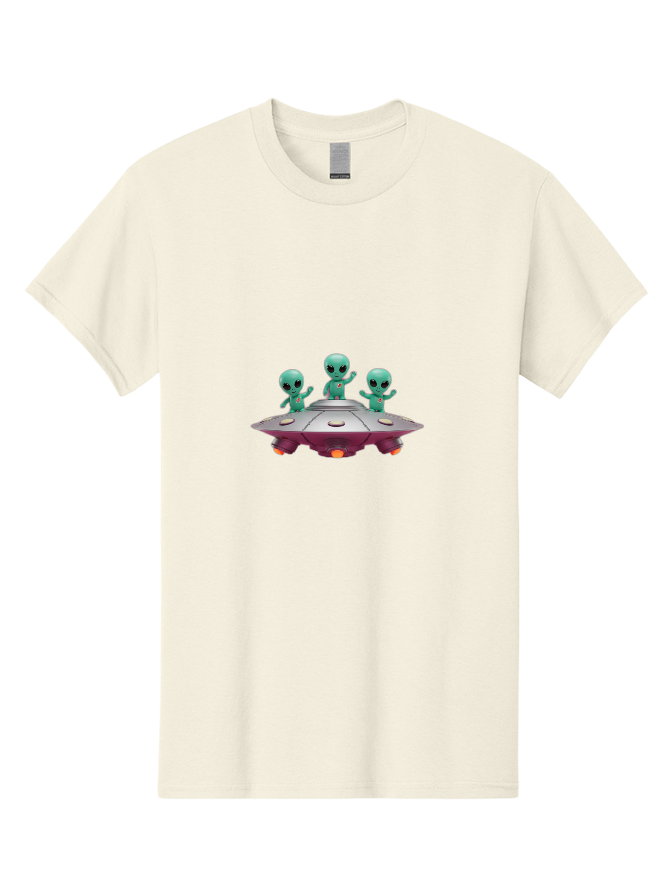 Aliens-On-Ufo Men'S Graphic Tee, 100% Cotton, Comfortable Casual Summer Wear, Machine Washable, Cartoon Aliens, Ufo Spaceship, Extraterrestrial Life, Science Fiction, Friendly Aliens, Outer Space, Futuristic Design, Glowing Lights, Bab642