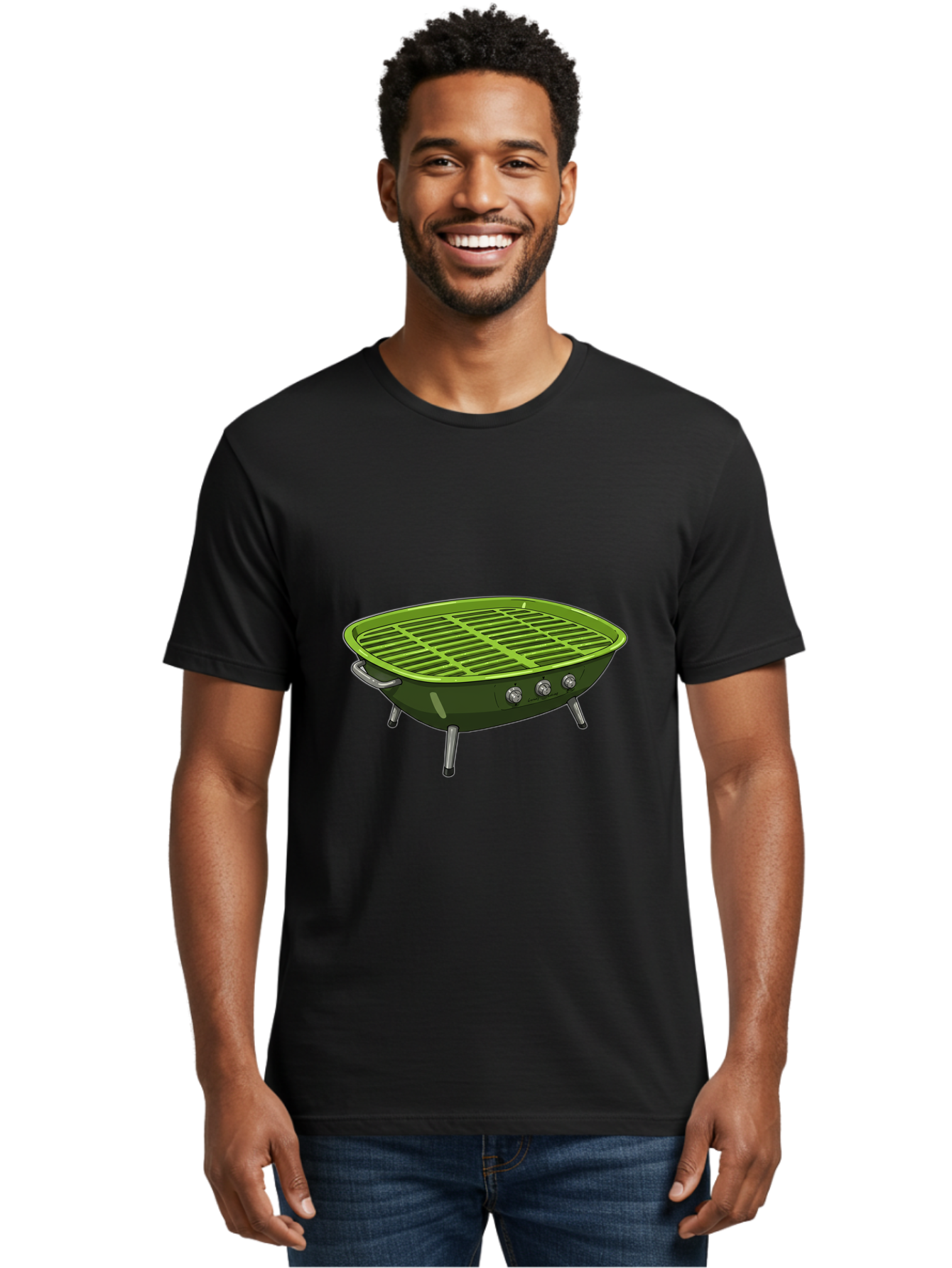 Barbecue-Grill-6 Men'S Graphic Tee, 100% Cotton, Comfortable Casual Summer Wear, Machine Washable, Portable Grill, Barbecue Cooking, Outdoor Cooking, Gas Grill, Silver Legs, Control Knobs, Grill Grate, Outdoor Entertaining Bab660