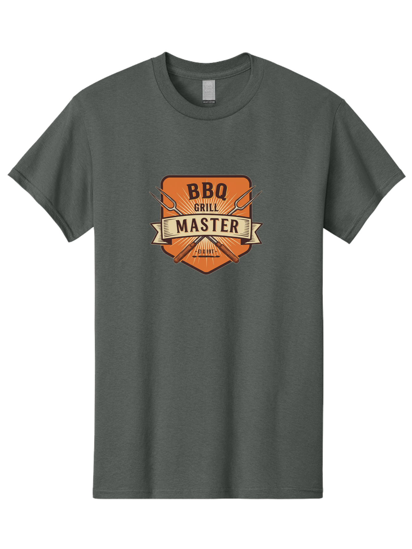 Bbq-Grill-Master Men'S Graphic Tee, 100% Cotton, Comfortable Casual Summer Wear, Machine Washable, Barbecue Logo, Grill Master Logo, Vintage Style, Crossed Forks, Est 1971, Retro Design, Barbecue Branding, Grill Logo Bab671