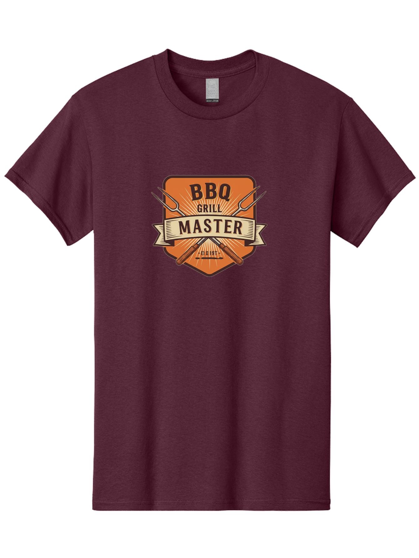 Bbq-Grill-Master Men'S Graphic Tee, 100% Cotton, Comfortable Casual Summer Wear, Machine Washable, Barbecue Logo, Grill Master Logo, Vintage Style, Crossed Forks, Est 1971, Retro Design, Barbecue Branding, Grill Logo Bab671