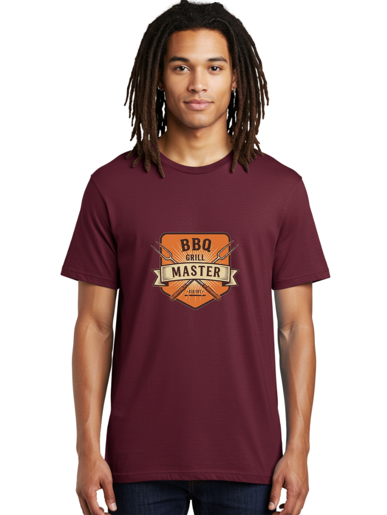 Bbq-Grill-Master Men'S Graphic Tee, 100% Cotton, Comfortable Casual Summer Wear, Machine Washable, Barbecue Logo, Grill Master Logo, Vintage Style, Crossed Forks, Est 1971, Retro Design, Barbecue Branding, Grill Logo Bab671