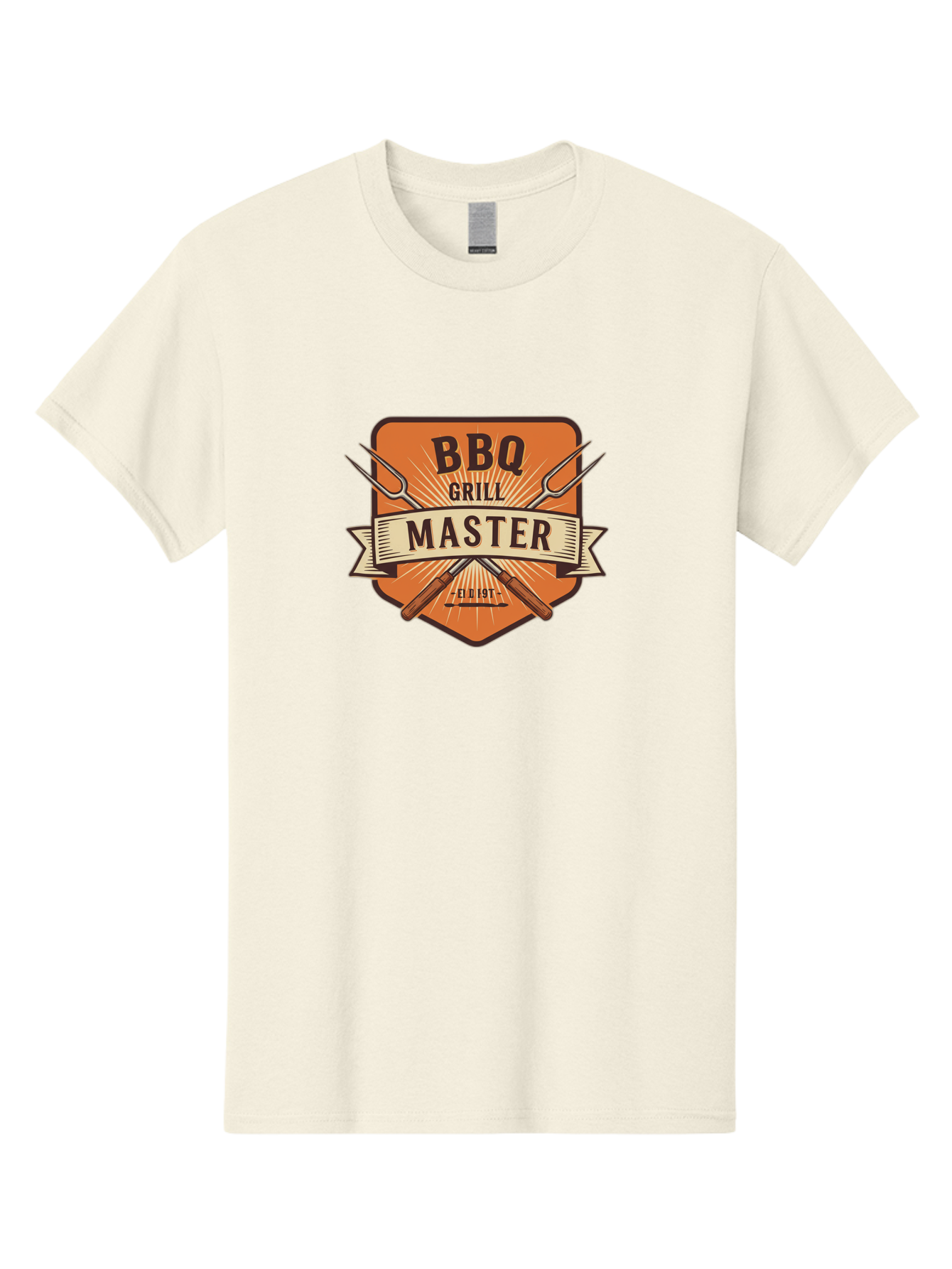 Bbq-Grill-Master Men'S Graphic Tee, 100% Cotton, Comfortable Casual Summer Wear, Machine Washable, Barbecue Logo, Grill Master Logo, Vintage Style, Crossed Forks, Est 1971, Retro Design, Barbecue Branding, Grill Logo Bab671