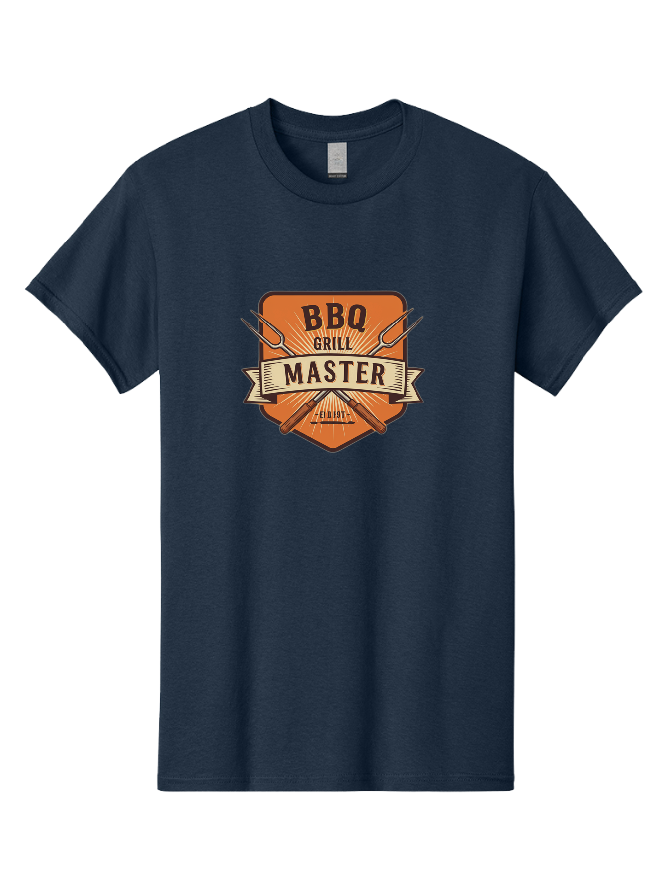 Bbq-Grill-Master Men'S Graphic Tee, 100% Cotton, Comfortable Casual Summer Wear, Machine Washable, Barbecue Logo, Grill Master Logo, Vintage Style, Crossed Forks, Est 1971, Retro Design, Barbecue Branding, Grill Logo Bab671