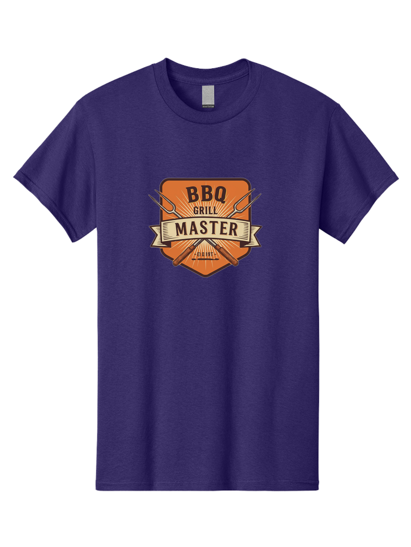 Bbq-Grill-Master Men'S Graphic Tee, 100% Cotton, Comfortable Casual Summer Wear, Machine Washable, Barbecue Logo, Grill Master Logo, Vintage Style, Crossed Forks, Est 1971, Retro Design, Barbecue Branding, Grill Logo Bab671