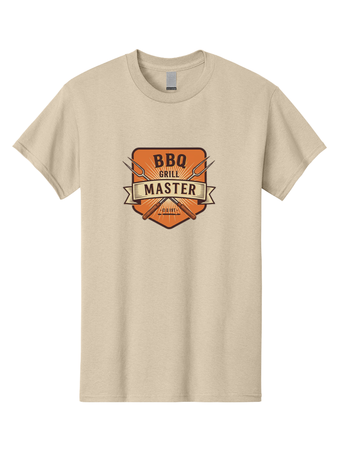 Bbq-Grill-Master Men'S Graphic Tee, 100% Cotton, Comfortable Casual Summer Wear, Machine Washable, Barbecue Logo, Grill Master Logo, Vintage Style, Crossed Forks, Est 1971, Retro Design, Barbecue Branding, Grill Logo Bab671