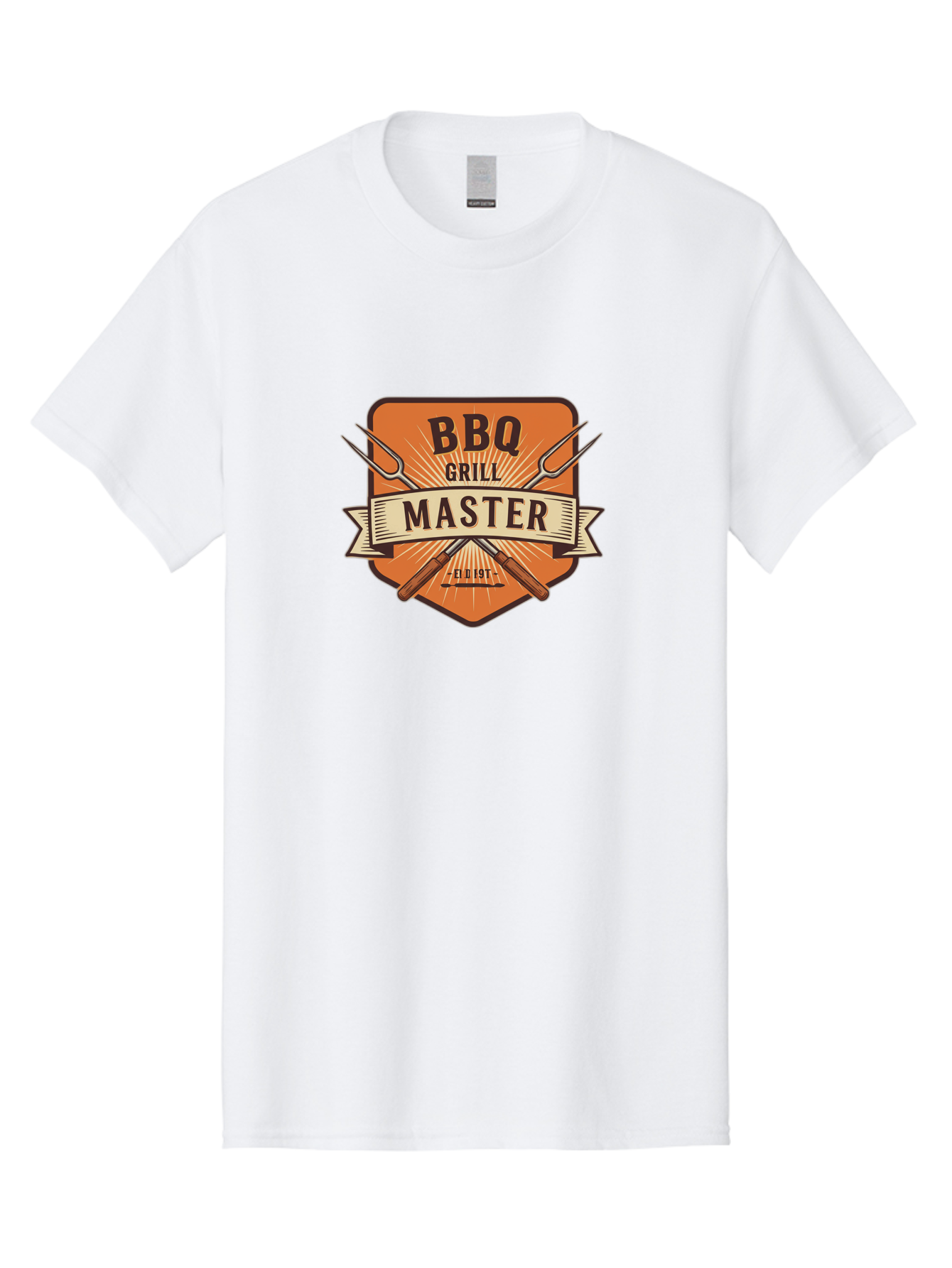 Bbq-Grill-Master Men'S Graphic Tee, 100% Cotton, Comfortable Casual Summer Wear, Machine Washable, Barbecue Logo, Grill Master Logo, Vintage Style, Crossed Forks, Est 1971, Retro Design, Barbecue Branding, Grill Logo Bab671