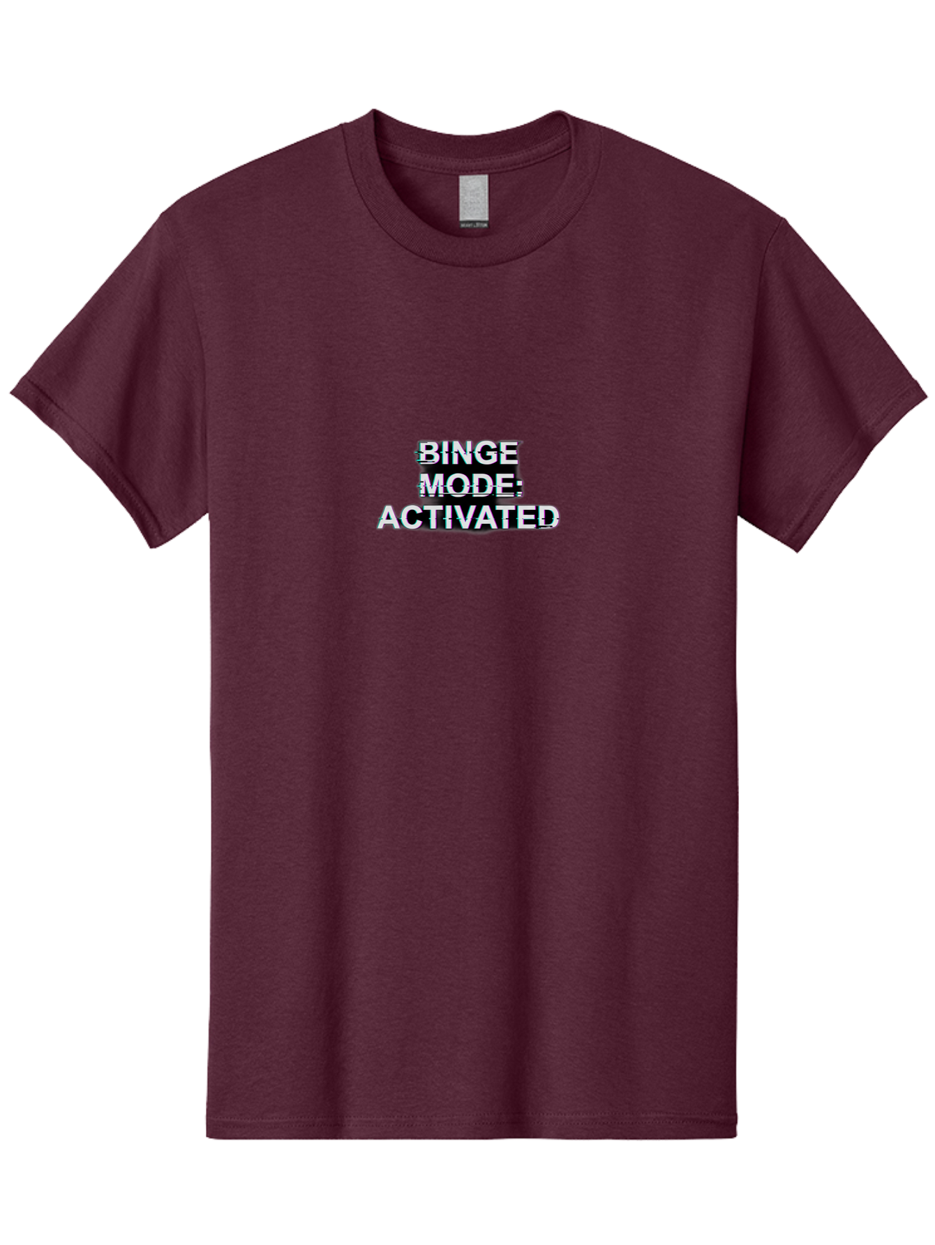 Binge-Mode-Activated-1 Men'S Graphic Tee, 100% Cotton, Comfortable Casual Summer Wear, Machine Washable, Binge Mode, Binge Watching, Activated, Glitch Text, Distorted Font, Grey Text, Pop Culture, Entertainment, Tv Show, Meme Culture, Bab679