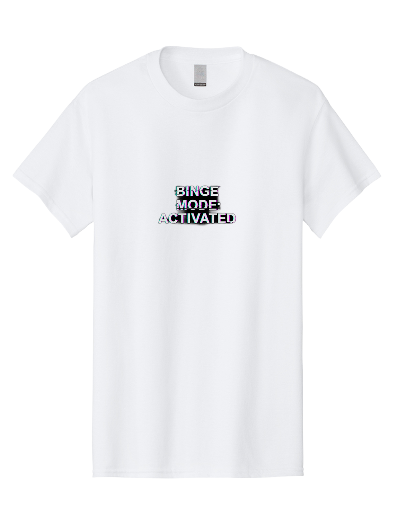 Binge-Mode-Activated-1 Men'S Graphic Tee, 100% Cotton, Comfortable Casual Summer Wear, Machine Washable, Binge Mode, Binge Watching, Activated, Glitch Text, Distorted Font, Grey Text, Pop Culture, Entertainment, Tv Show, Meme Culture, Bab679