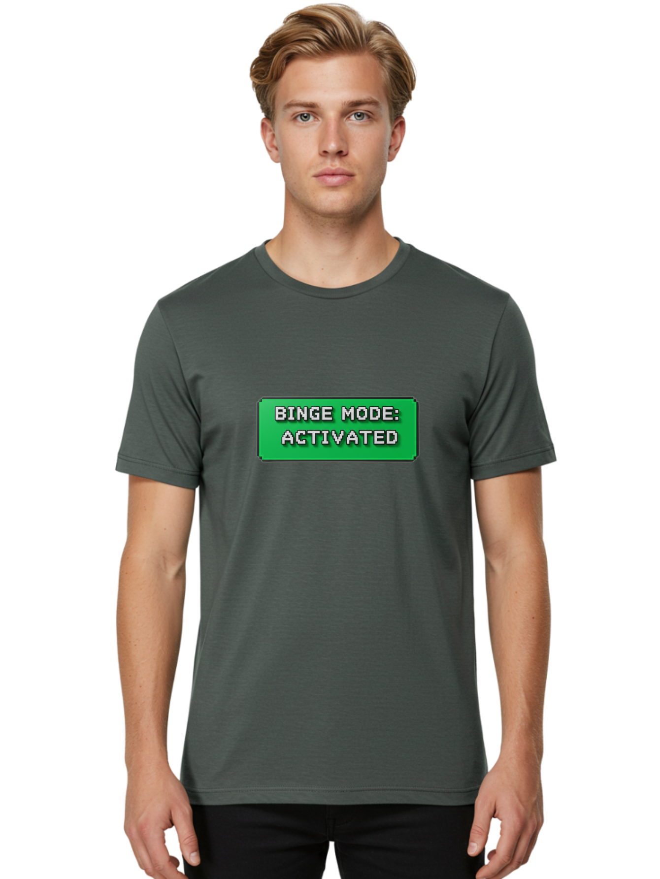 Binge-Mode-Activated Men'S Graphic Tee, 100% Cotton, Comfortable Casual Summer Wear, Machine Washable, Binge Watching, Marathon Viewing, Streaming Mode, Entertainment Mode, Tv Series, Video Streaming, Pop Culture, Entertainment, Tv Shows Bab682
