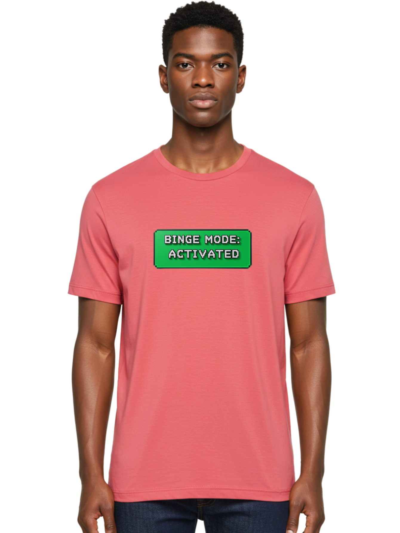 Binge-Mode-Activated Men'S Graphic Tee, 100% Cotton, Comfortable Casual Summer Wear, Machine Washable, Binge Watching, Marathon Viewing, Streaming Mode, Entertainment Mode, Tv Series, Video Streaming, Pop Culture, Entertainment, Tv Shows Bab682