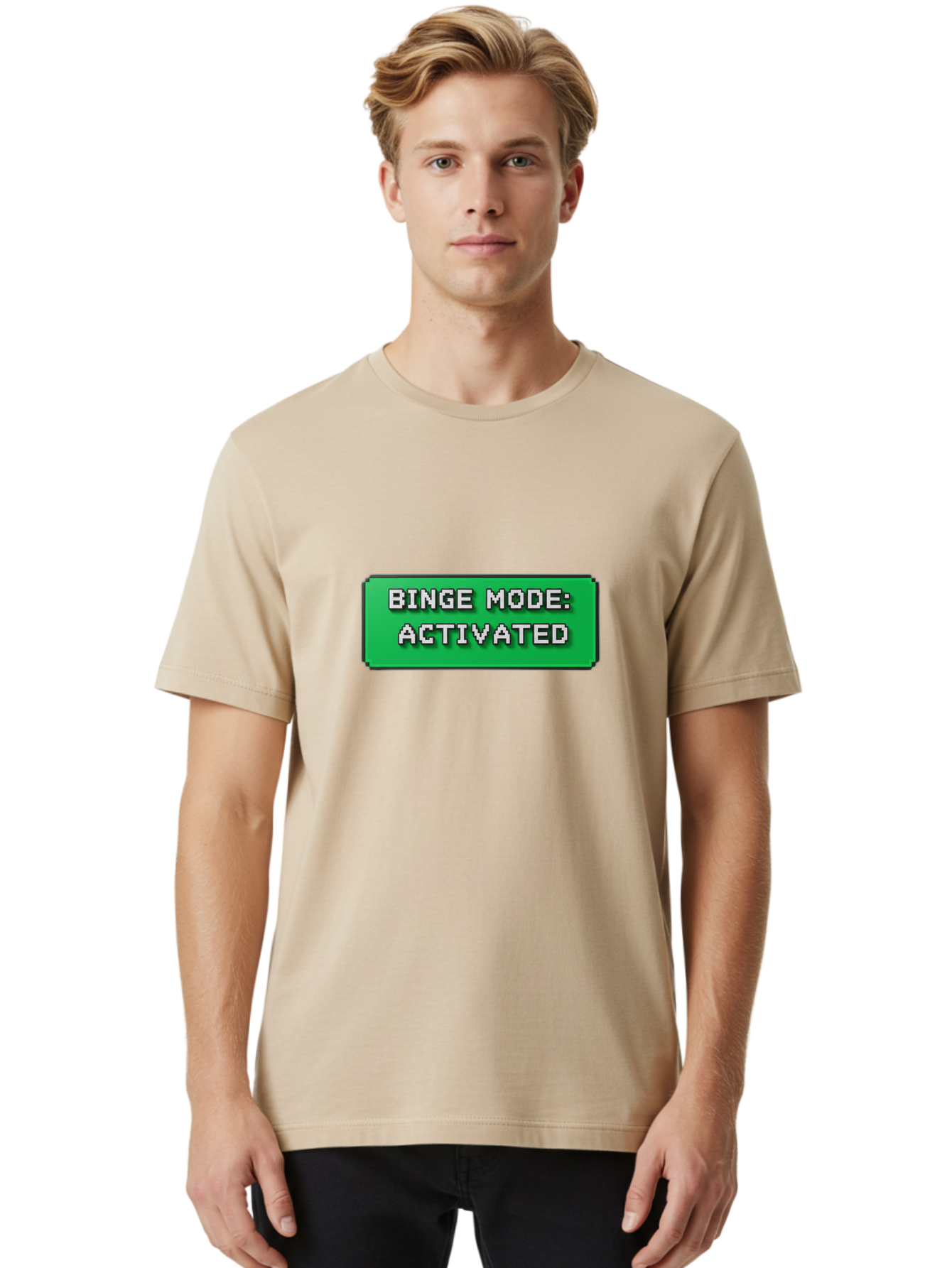 Binge-Mode-Activated Men'S Graphic Tee, 100% Cotton, Comfortable Casual Summer Wear, Machine Washable, Binge Watching, Marathon Viewing, Streaming Mode, Entertainment Mode, Tv Series, Video Streaming, Pop Culture, Entertainment, Tv Shows Bab682