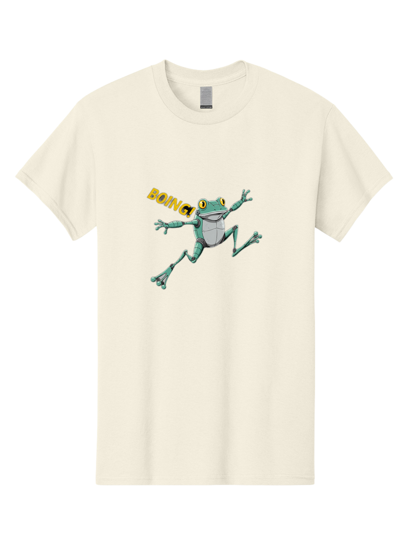 Boing-Frog-3 Men'S Graphic Tee, 100% Cotton, Comfortable Casual Summer Wear, Machine Washable, Cartoon Frog, Funny Animal, Playful Amphibian, Yellow Eyes, Jumping Motion, Comic Effect, Boing Text, Playful Vibe, Cartoon Character, Bab691