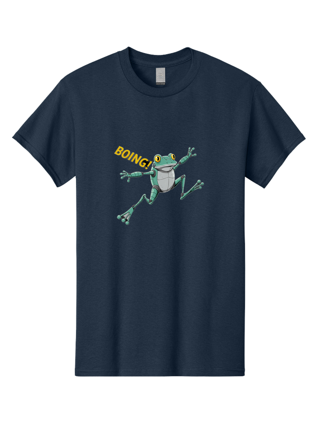 Boing-Frog-3 Men'S Graphic Tee, 100% Cotton, Comfortable Casual Summer Wear, Machine Washable, Cartoon Frog, Funny Animal, Playful Amphibian, Yellow Eyes, Jumping Motion, Comic Effect, Boing Text, Playful Vibe, Cartoon Character, Bab691