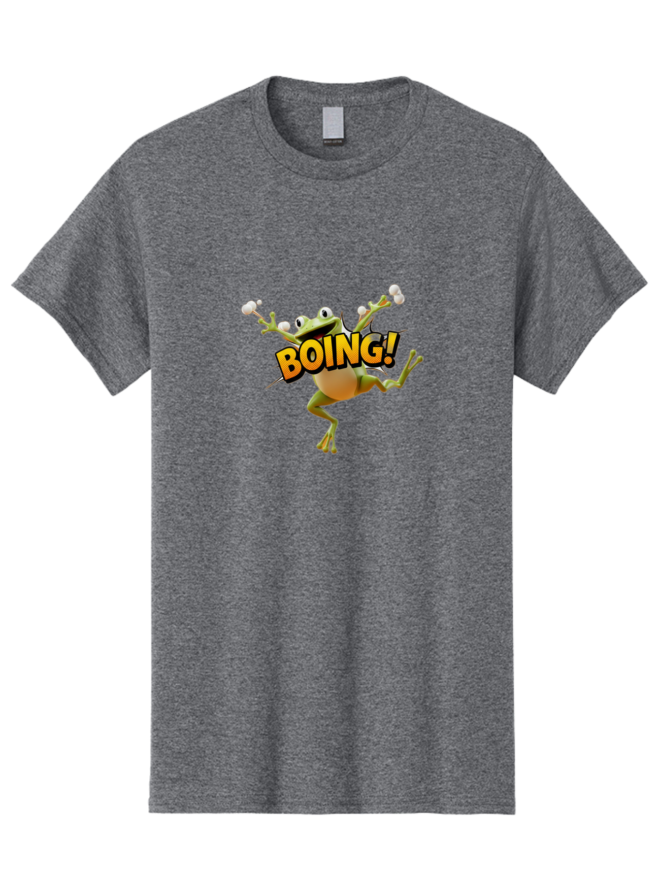 Boing Men'S Graphic Tee, 100% Cotton, Comfortable Casual Summer Wear, Machine Washable, Funny Frog, Cartoon Character, Humorous Illustration, Comedic Effect, Playful Animation, Bouncing Frog, 3D Animation, Visual Humor, Comedic Relief Bab693