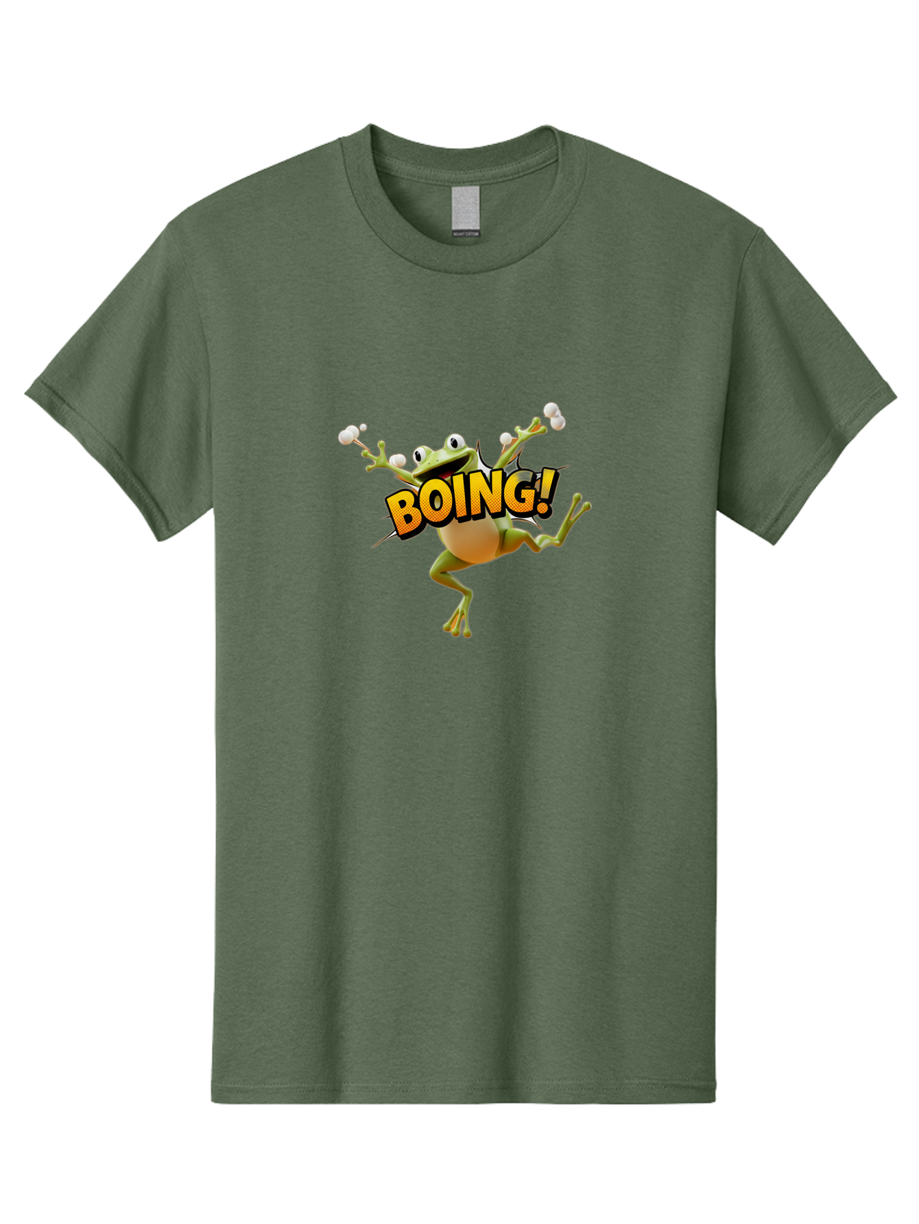 Boing Men'S Graphic Tee, 100% Cotton, Comfortable Casual Summer Wear, Machine Washable, Funny Frog, Cartoon Character, Humorous Illustration, Comedic Effect, Playful Animation, Bouncing Frog, 3D Animation, Visual Humor, Comedic Relief Bab693