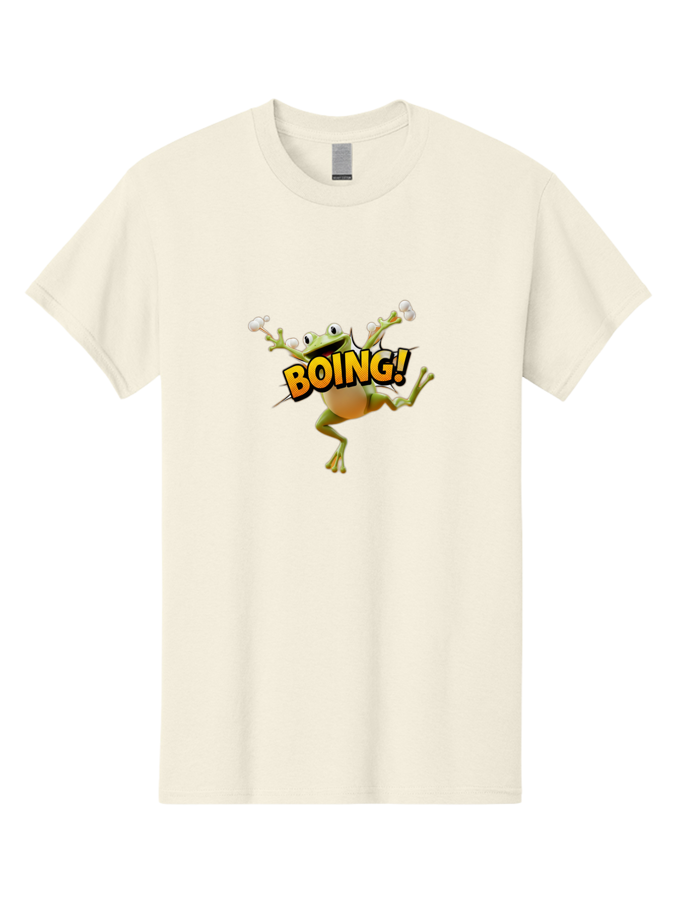 Boing Men'S Graphic Tee, 100% Cotton, Comfortable Casual Summer Wear, Machine Washable, Funny Frog, Cartoon Character, Humorous Illustration, Comedic Effect, Playful Animation, Bouncing Frog, 3D Animation, Visual Humor, Comedic Relief Bab693