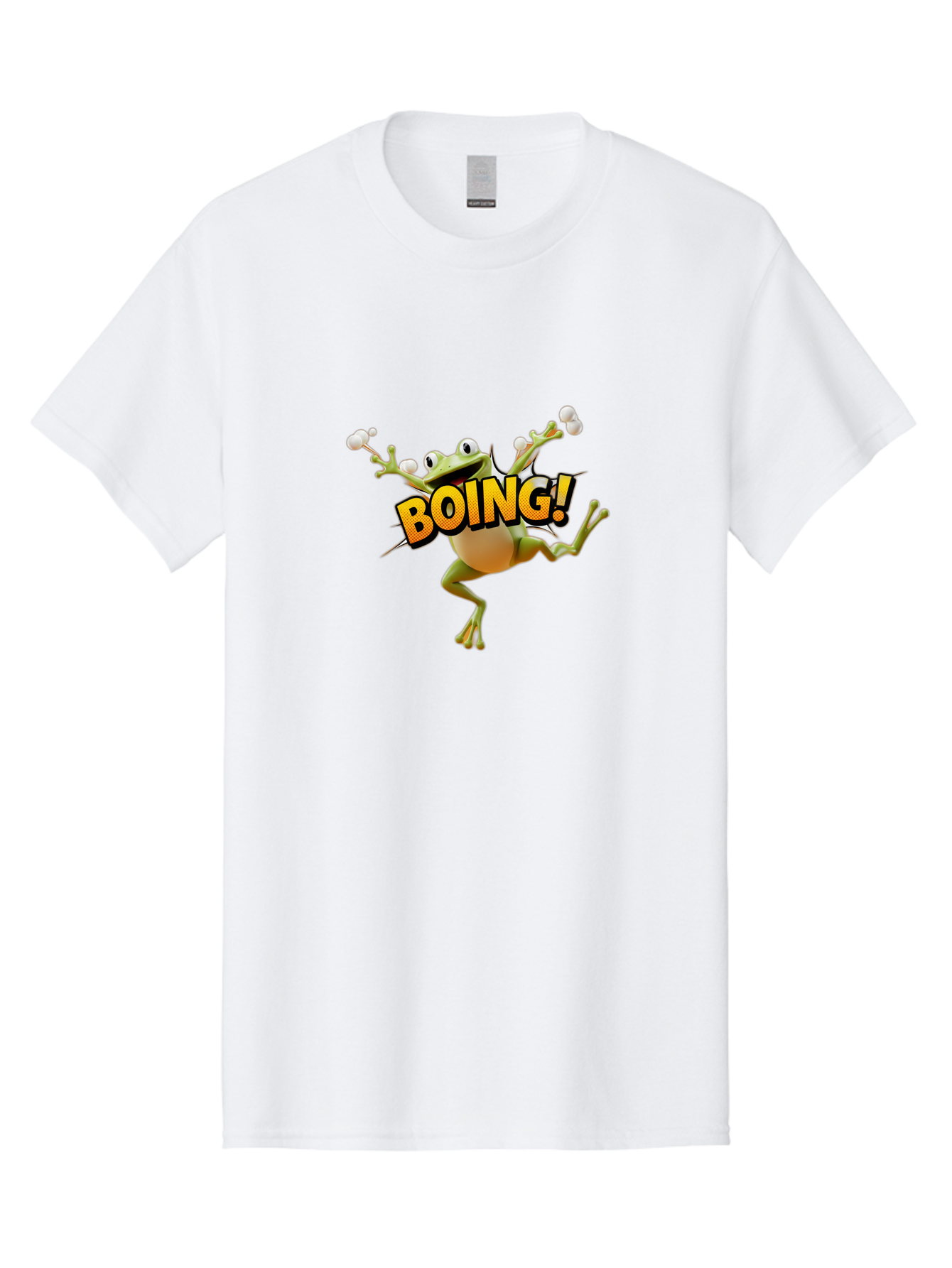 Boing Men'S Graphic Tee, 100% Cotton, Comfortable Casual Summer Wear, Machine Washable, Funny Frog, Cartoon Character, Humorous Illustration, Comedic Effect, Playful Animation, Bouncing Frog, 3D Animation, Visual Humor, Comedic Relief Bab693