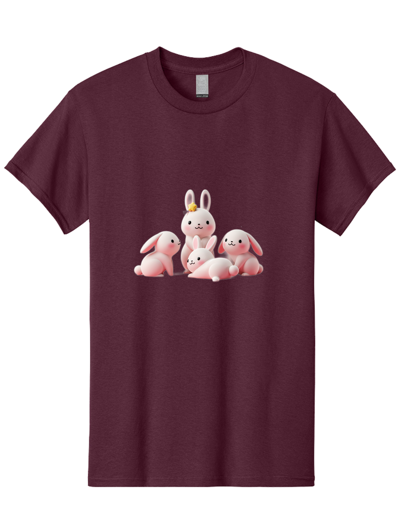 Bunnies Men'S Graphic Tee, 100% Cotton, Comfortable Casual Summer Wear, Machine Washable, Pink Bunnies, Cute Cartoon Rabbits, Adorable Creatures, Playful Animals, Smiling Faces, Rabbit Family, Pastel Colors, Easter Theme Bab699