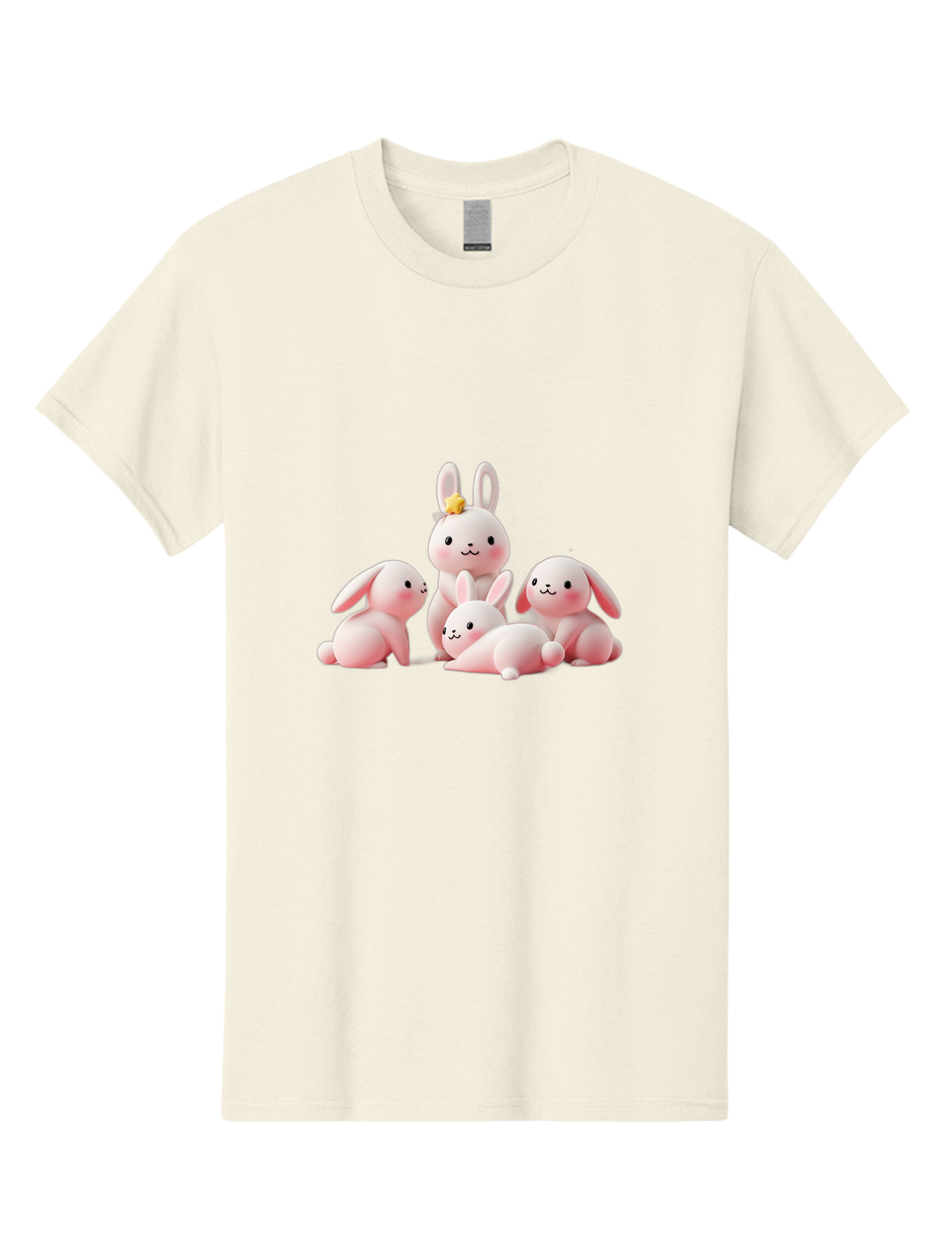 Bunnies Men'S Graphic Tee, 100% Cotton, Comfortable Casual Summer Wear, Machine Washable, Pink Bunnies, Cute Cartoon Rabbits, Adorable Creatures, Playful Animals, Smiling Faces, Rabbit Family, Pastel Colors, Easter Theme Bab699