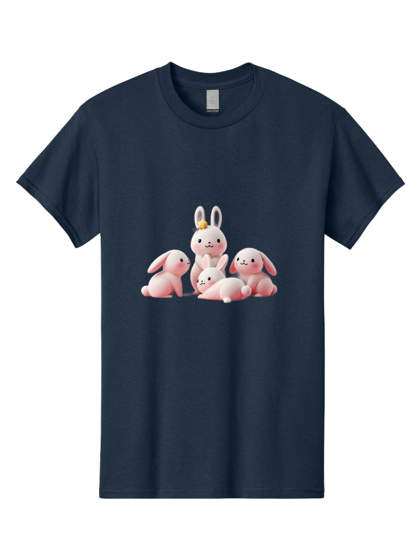 Bunnies Men'S Graphic Tee, 100% Cotton, Comfortable Casual Summer Wear, Machine Washable, Pink Bunnies, Cute Cartoon Rabbits, Adorable Creatures, Playful Animals, Smiling Faces, Rabbit Family, Pastel Colors, Easter Theme Bab699