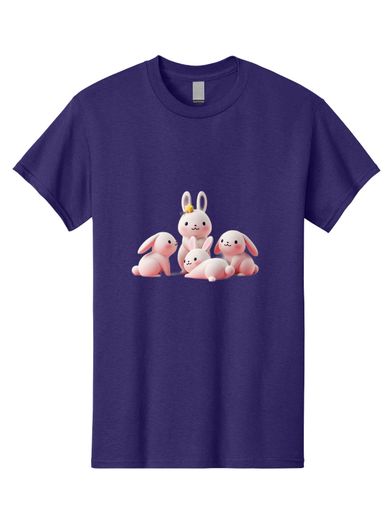 Bunnies Men'S Graphic Tee, 100% Cotton, Comfortable Casual Summer Wear, Machine Washable, Pink Bunnies, Cute Cartoon Rabbits, Adorable Creatures, Playful Animals, Smiling Faces, Rabbit Family, Pastel Colors, Easter Theme Bab699