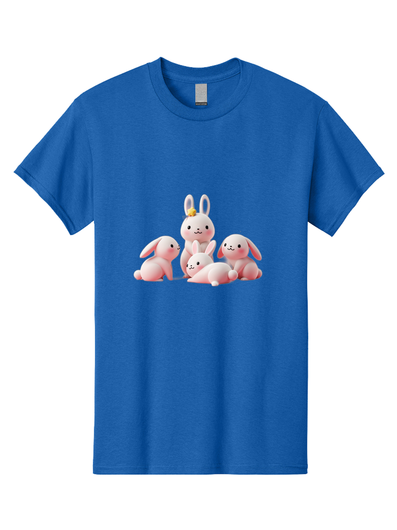 Bunnies Men'S Graphic Tee, 100% Cotton, Comfortable Casual Summer Wear, Machine Washable, Pink Bunnies, Cute Cartoon Rabbits, Adorable Creatures, Playful Animals, Smiling Faces, Rabbit Family, Pastel Colors, Easter Theme Bab699