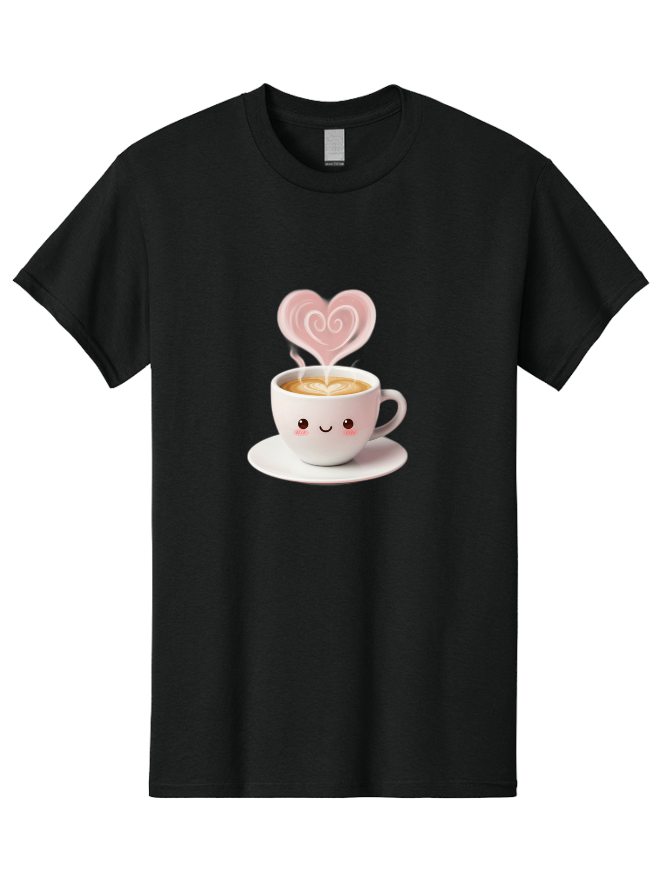 Cappuccino-Heart Men'S Graphic Tee, 100% Cotton, Comfortable Casual Summer Wear, Machine Washable, Cute Coffee Cup, Coffee Art, Heart Design, Steaming Hot Coffee, Coffee Lover, Latte Art, Morning Coffee, Happy Face, Coffee Break, Bab712