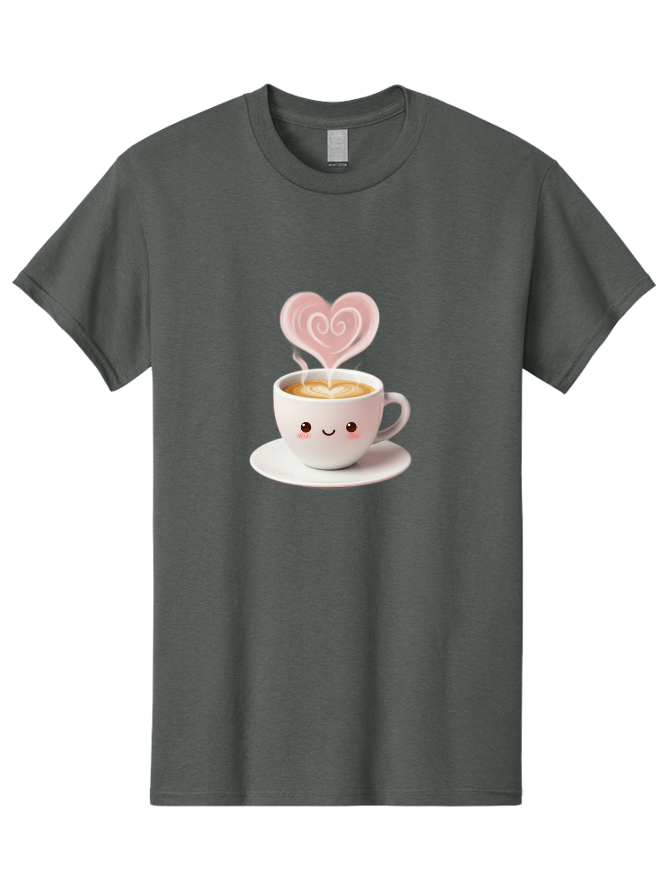 Cappuccino-Heart Men'S Graphic Tee, 100% Cotton, Comfortable Casual Summer Wear, Machine Washable, Cute Coffee Cup, Coffee Art, Heart Design, Steaming Hot Coffee, Coffee Lover, Latte Art, Morning Coffee, Happy Face, Coffee Break, Bab712
