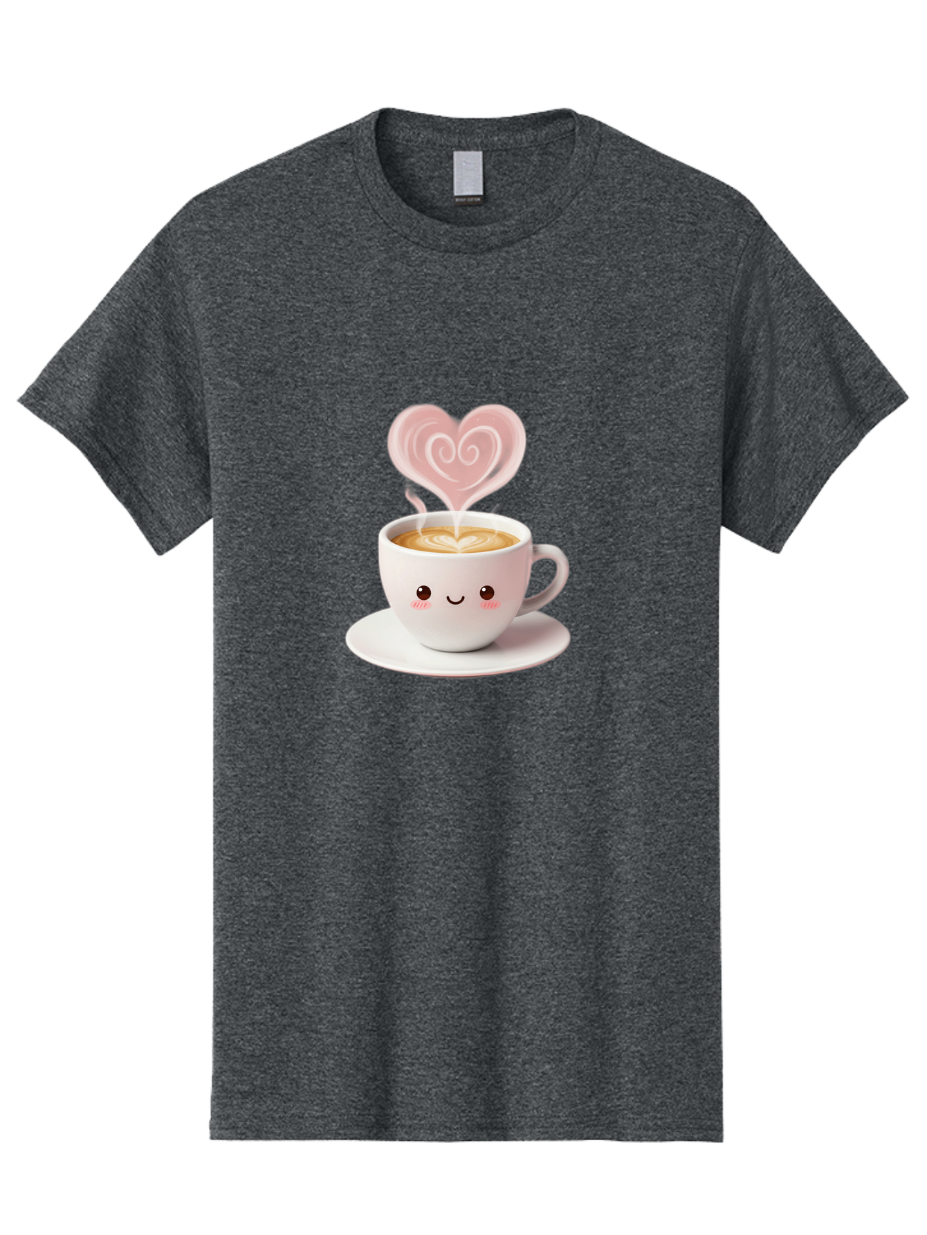 Cappuccino-Heart Men'S Graphic Tee, 100% Cotton, Comfortable Casual Summer Wear, Machine Washable, Cute Coffee Cup, Coffee Art, Heart Design, Steaming Hot Coffee, Coffee Lover, Latte Art, Morning Coffee, Happy Face, Coffee Break, Bab712