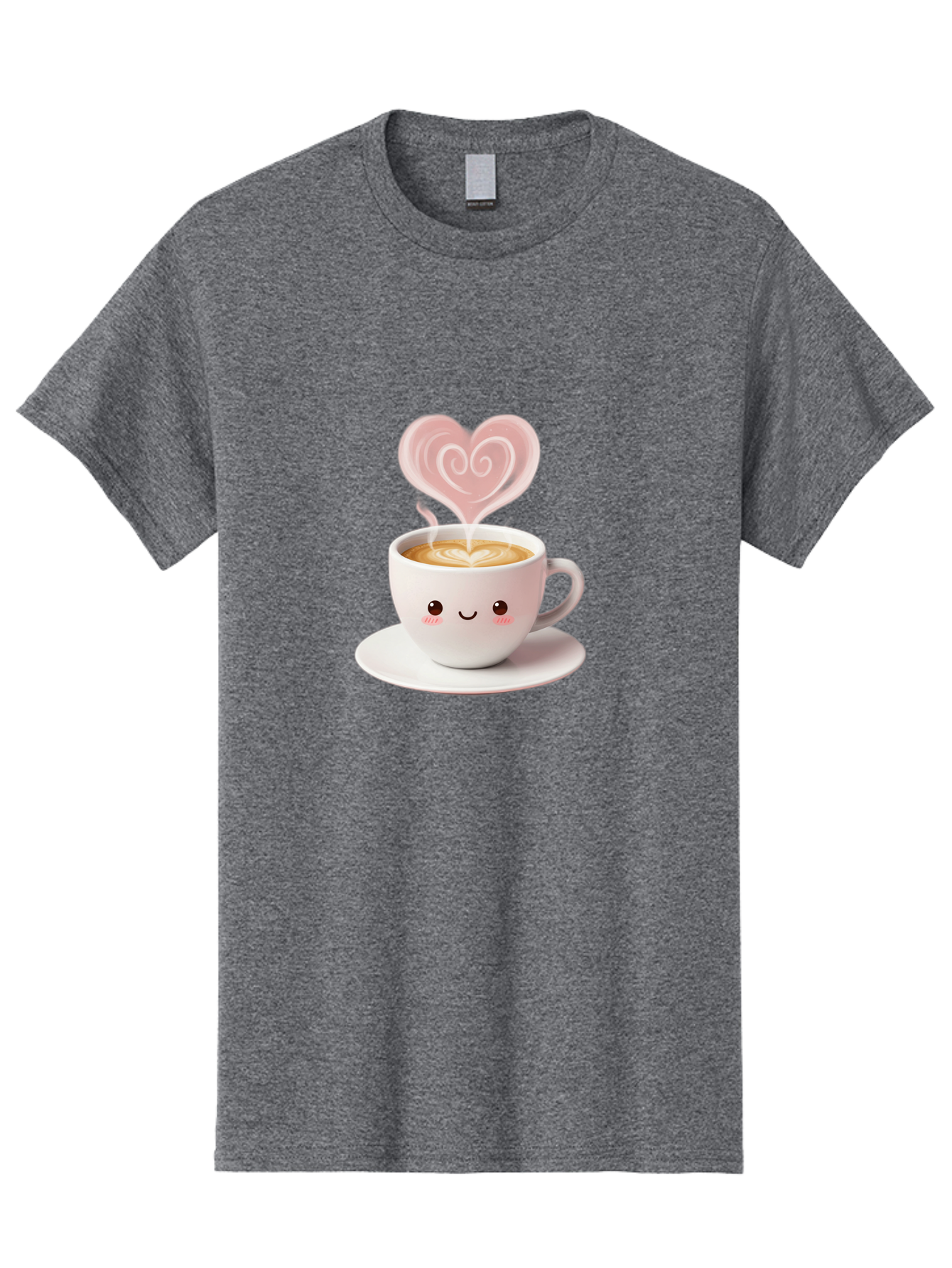 Cappuccino-Heart Men'S Graphic Tee, 100% Cotton, Comfortable Casual Summer Wear, Machine Washable, Cute Coffee Cup, Coffee Art, Heart Design, Steaming Hot Coffee, Coffee Lover, Latte Art, Morning Coffee, Happy Face, Coffee Break, Bab712